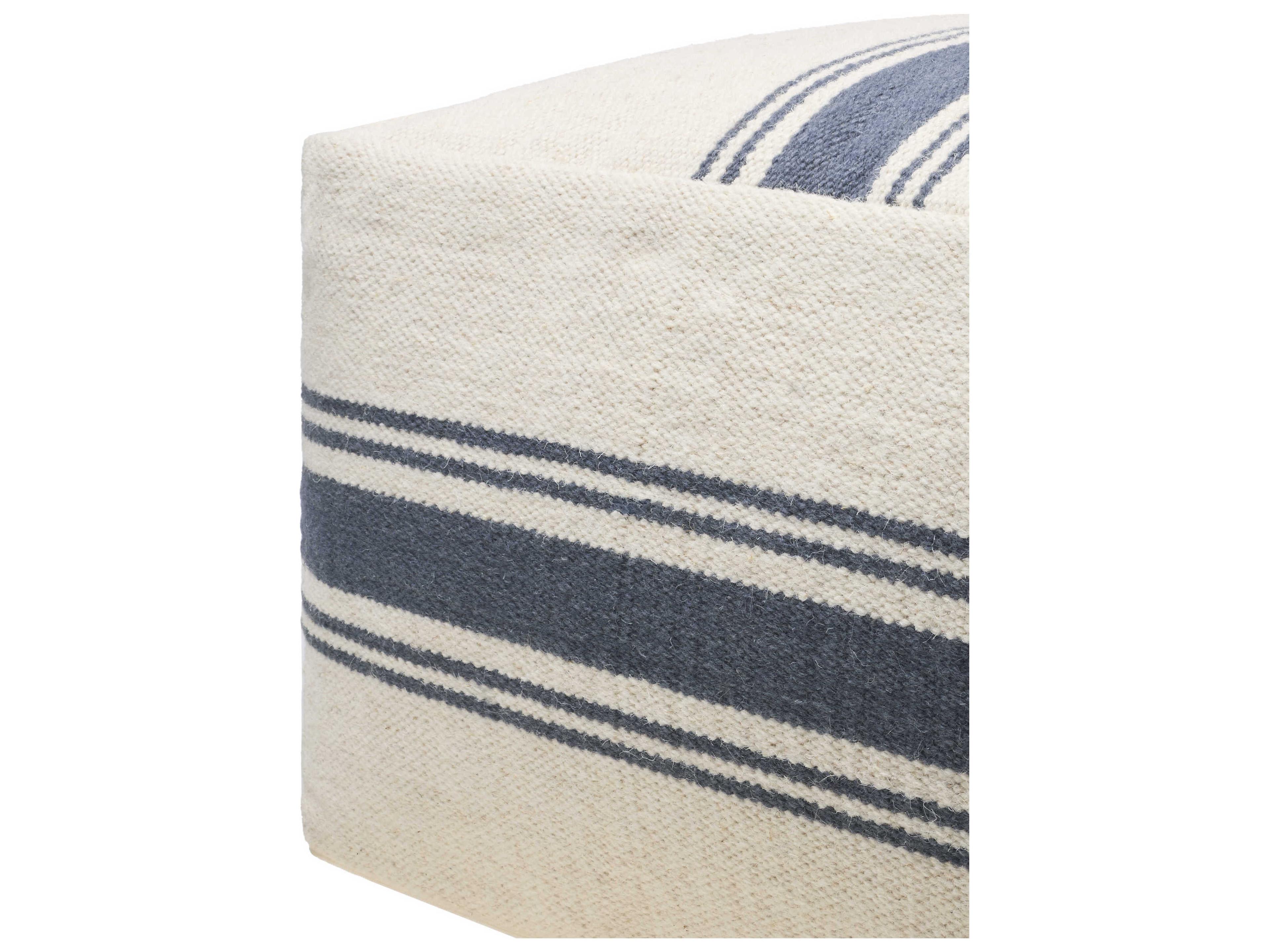 Surya Waylon Cream Upholstered Pouf