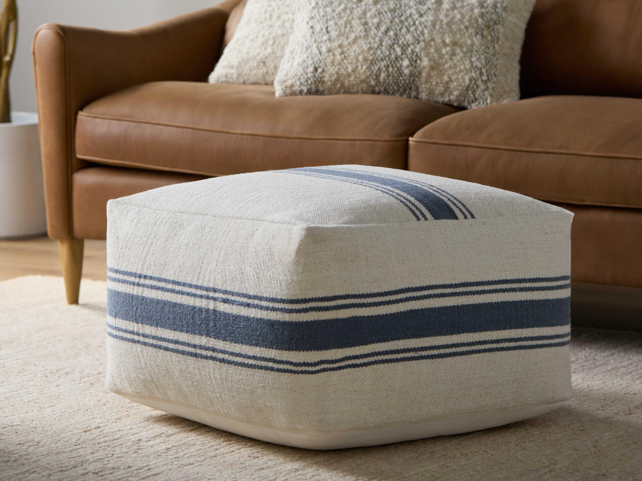 Surya Waylon Cream Upholstered Pouf