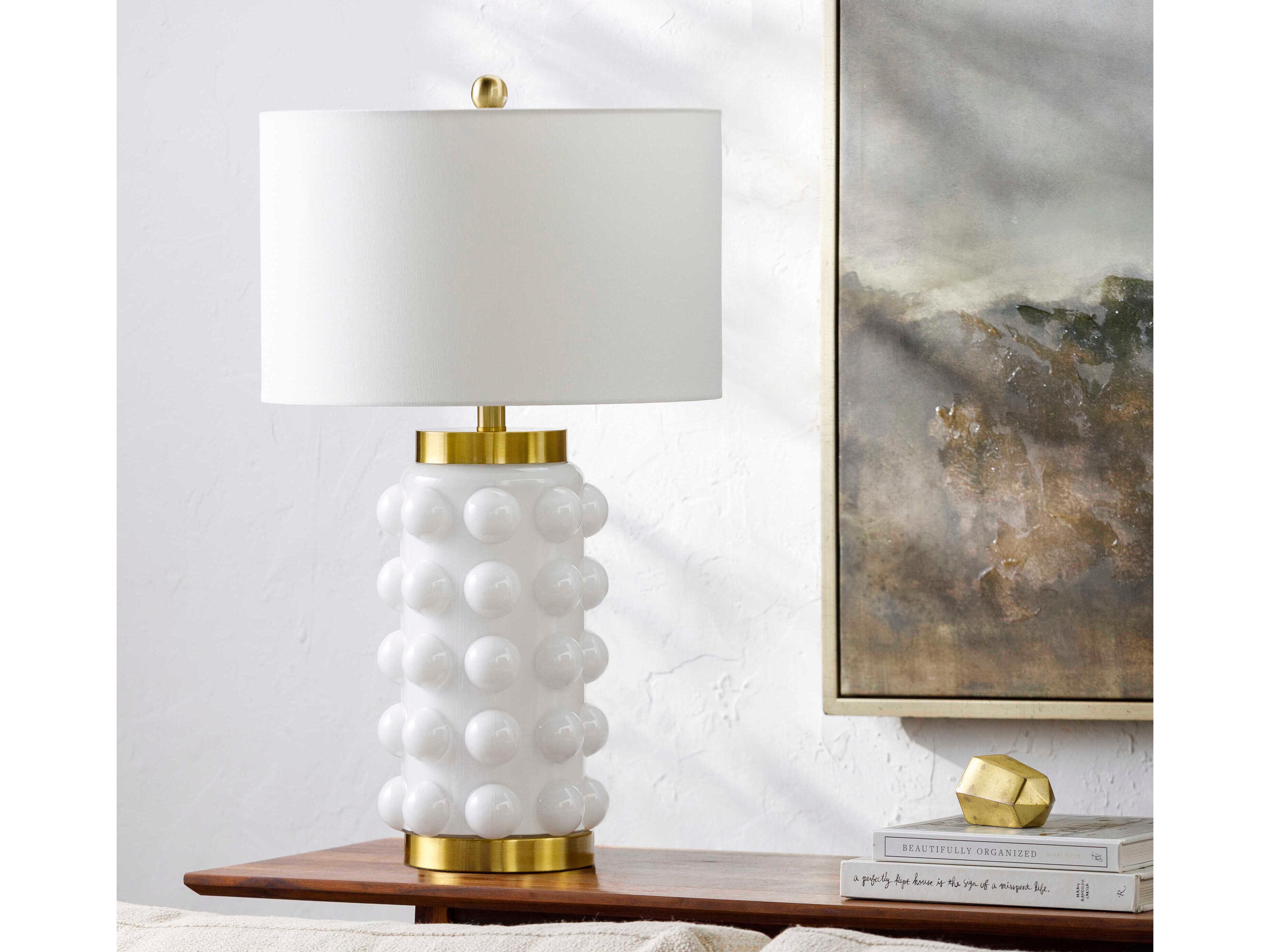 Surya Yume White Linen Buffet Lamp