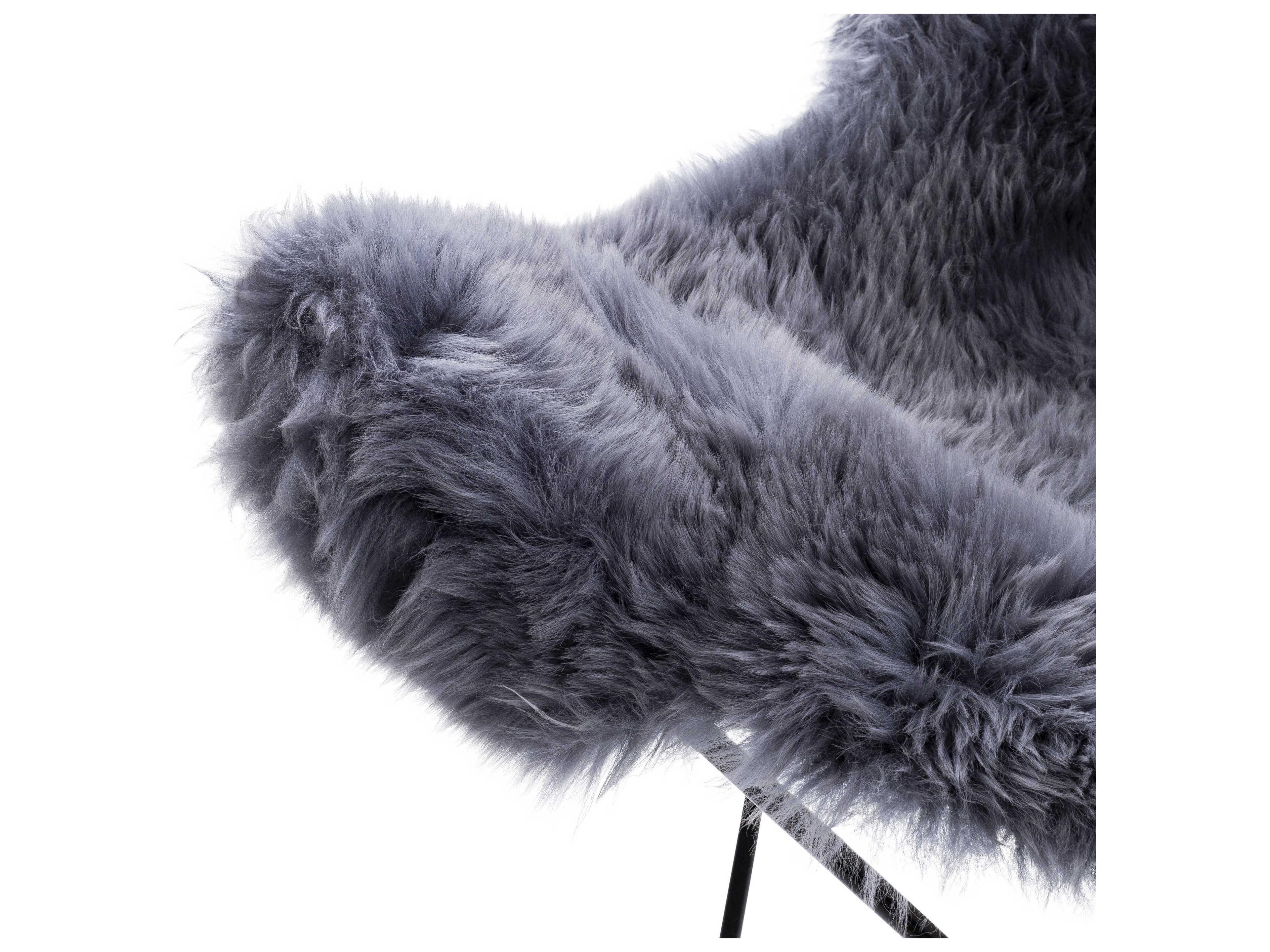 Surya Nizhoni Gray Fur Accent Chair