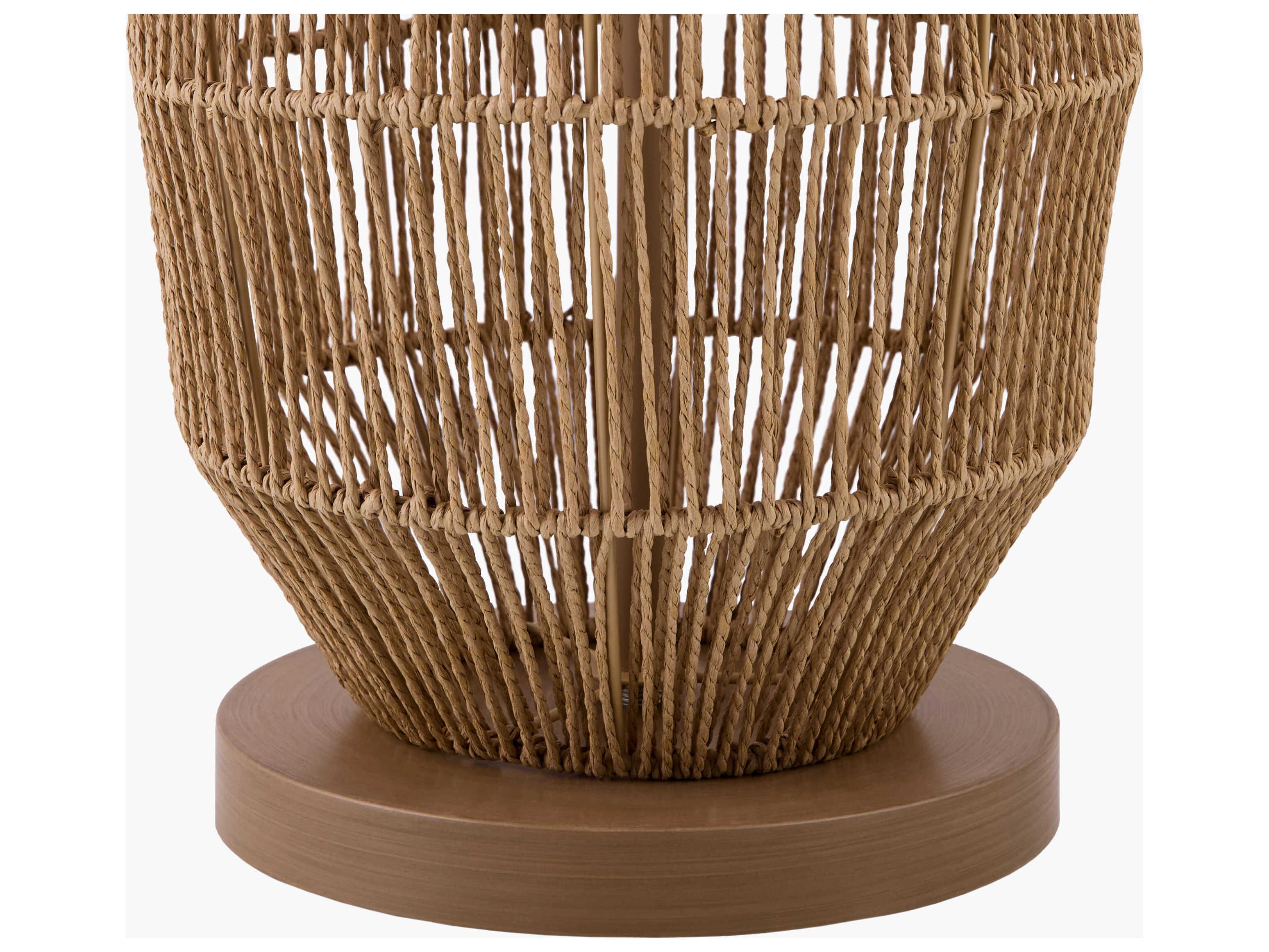 Surya Zuru Wheat White Linen Brown Floor Lamp