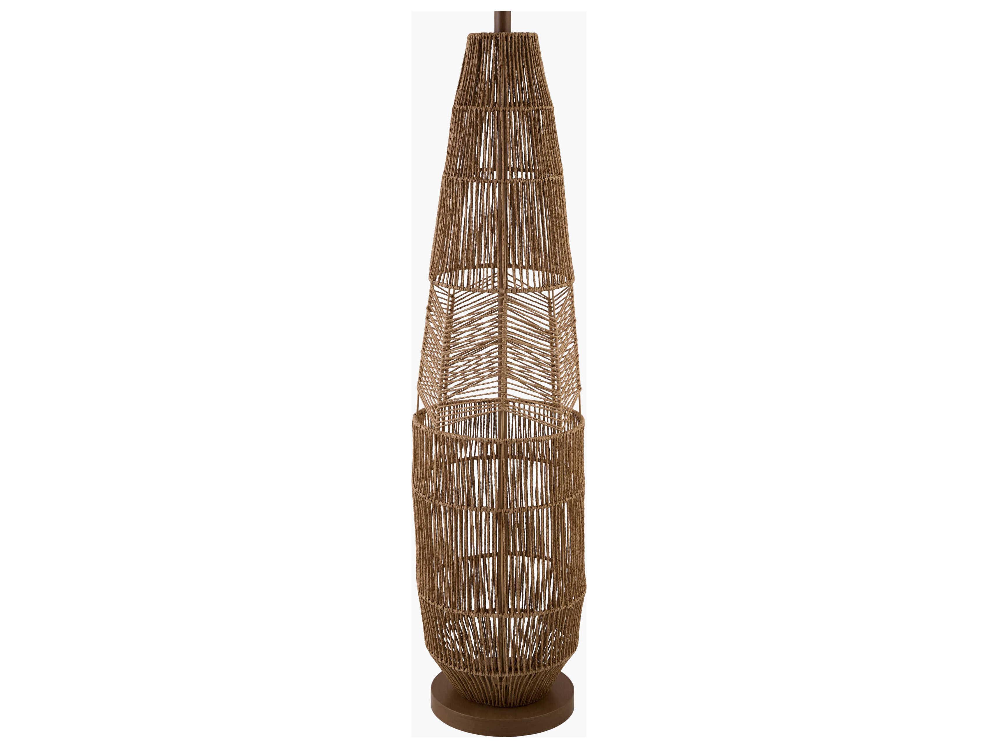 Surya Zuru Wheat White Linen Brown Floor Lamp