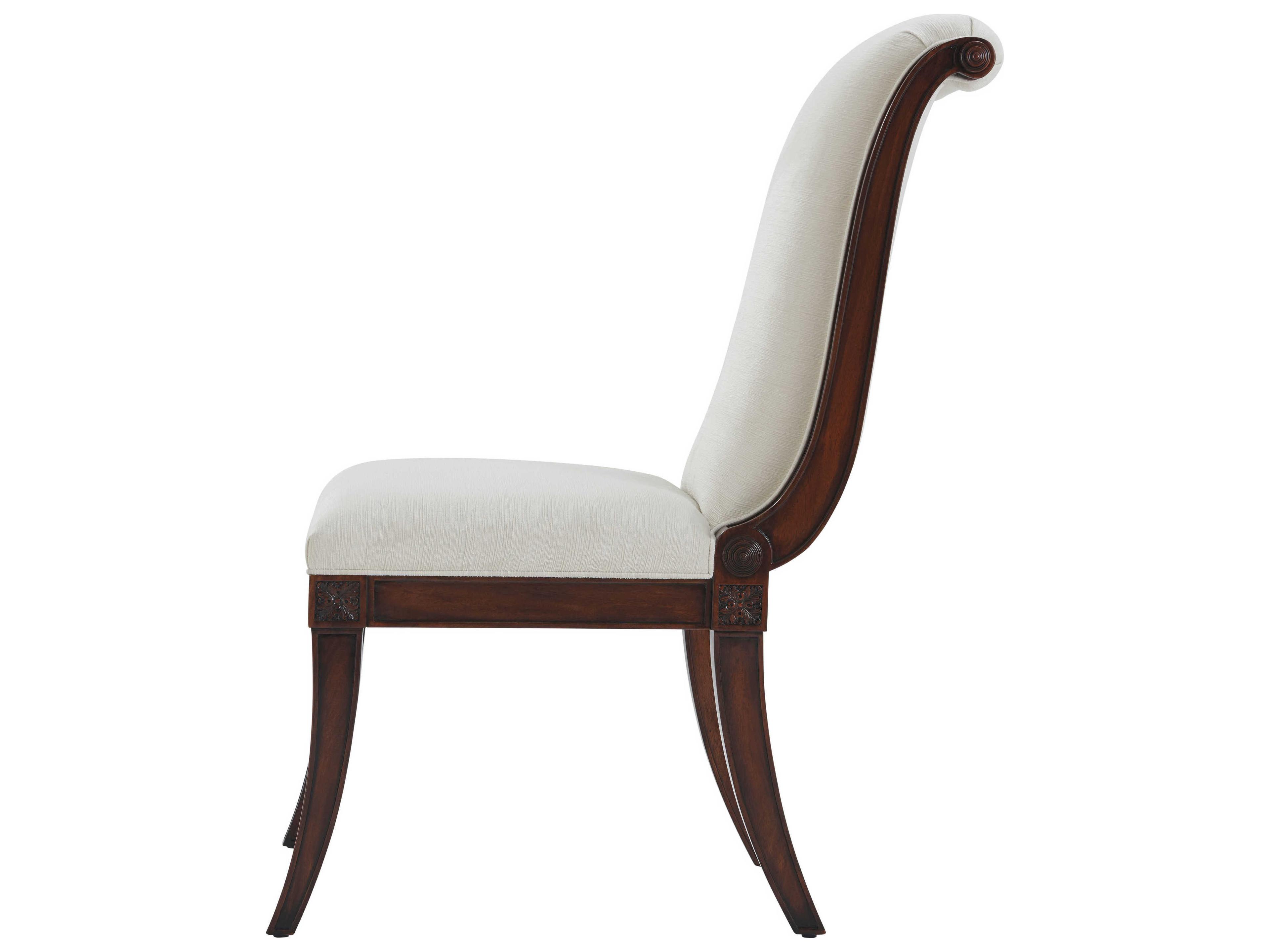 Theodore Alexander English Cabinet Maker Mahogany Wood Brown Upholstered Side Dining Chair