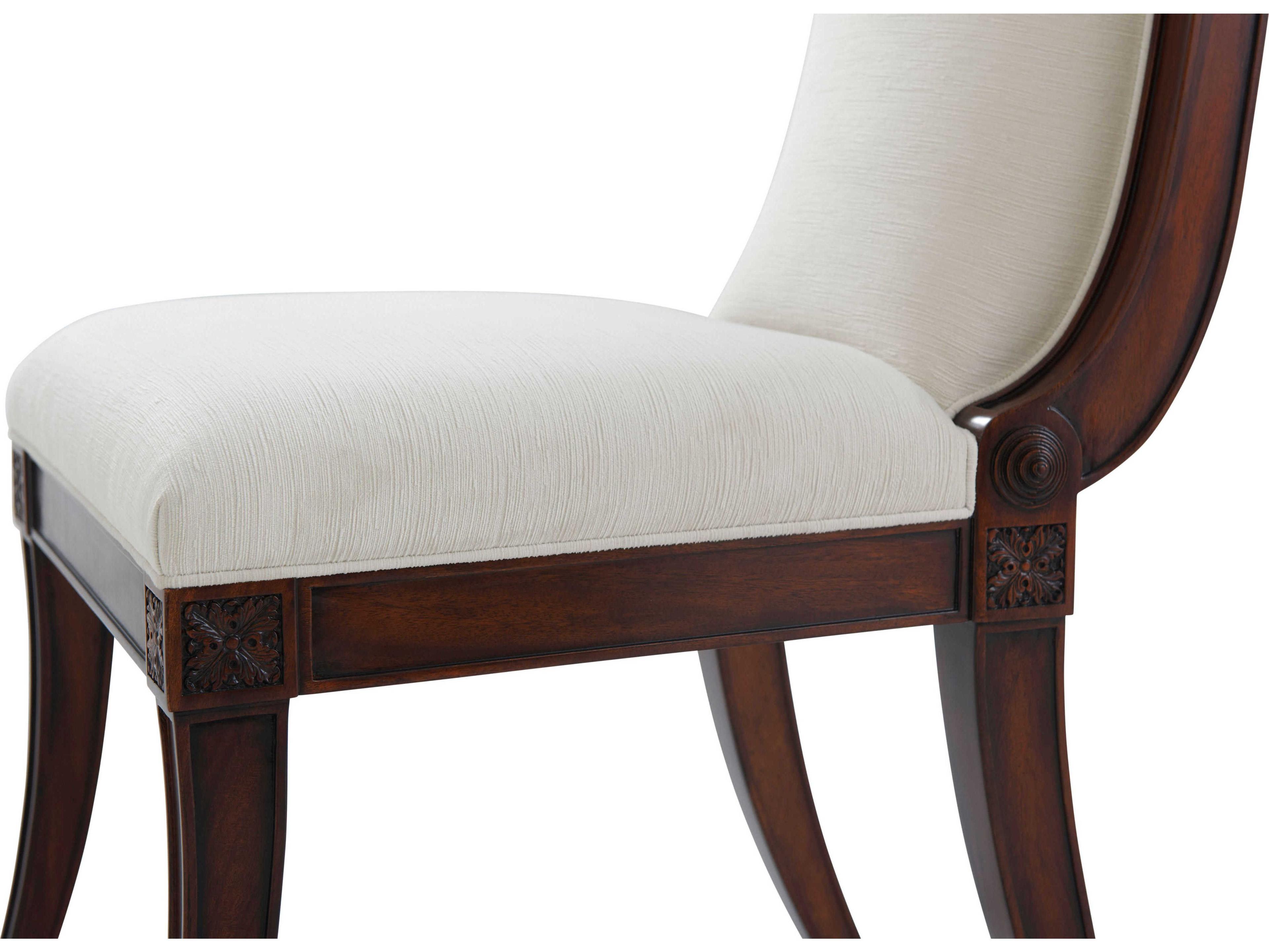 Theodore Alexander English Cabinet Maker Mahogany Wood Brown Upholstered Side Dining Chair