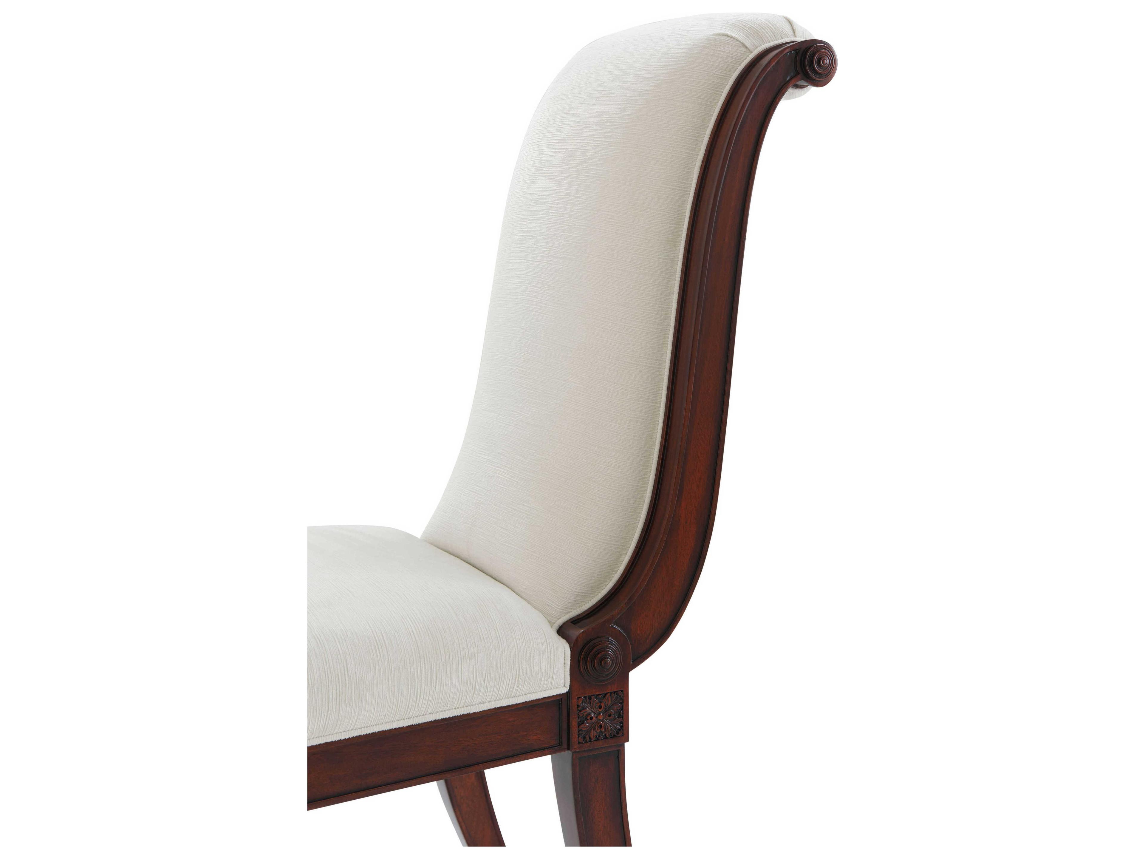 Theodore Alexander English Cabinet Maker Mahogany Wood Brown Upholstered Side Dining Chair
