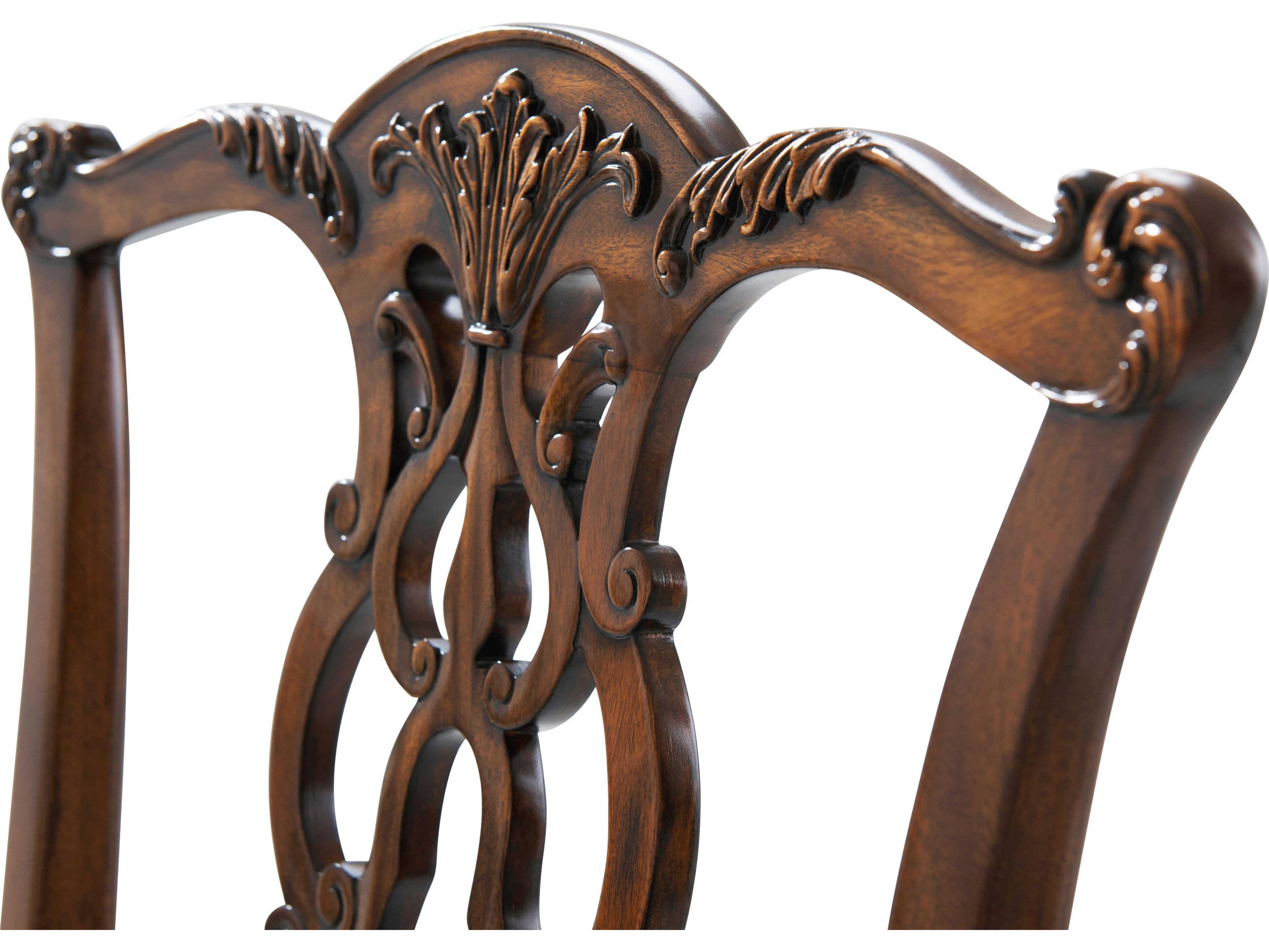 Theodore Alexander Essential Mahogany Wood Brown Upholstered Side Dining Chair