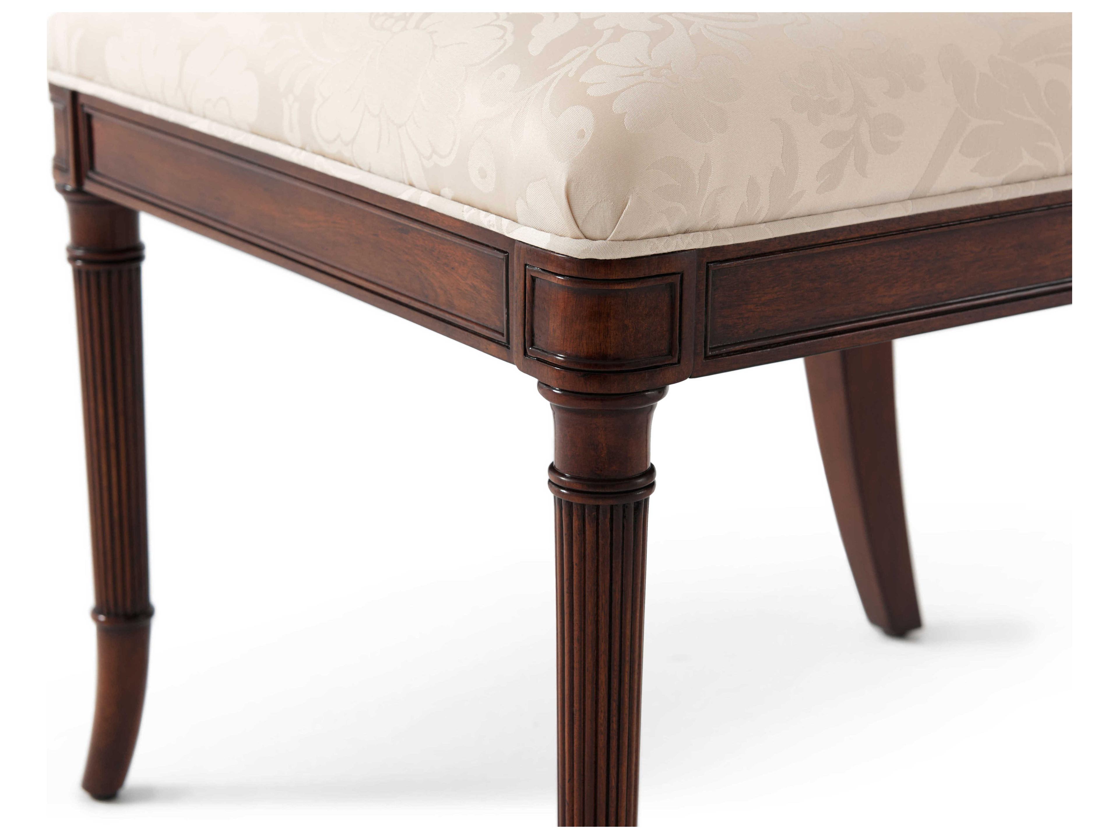 Theodore Alexander English Cabinet Maker Mahogany Wood Brown Upholstered Side Dining Chair