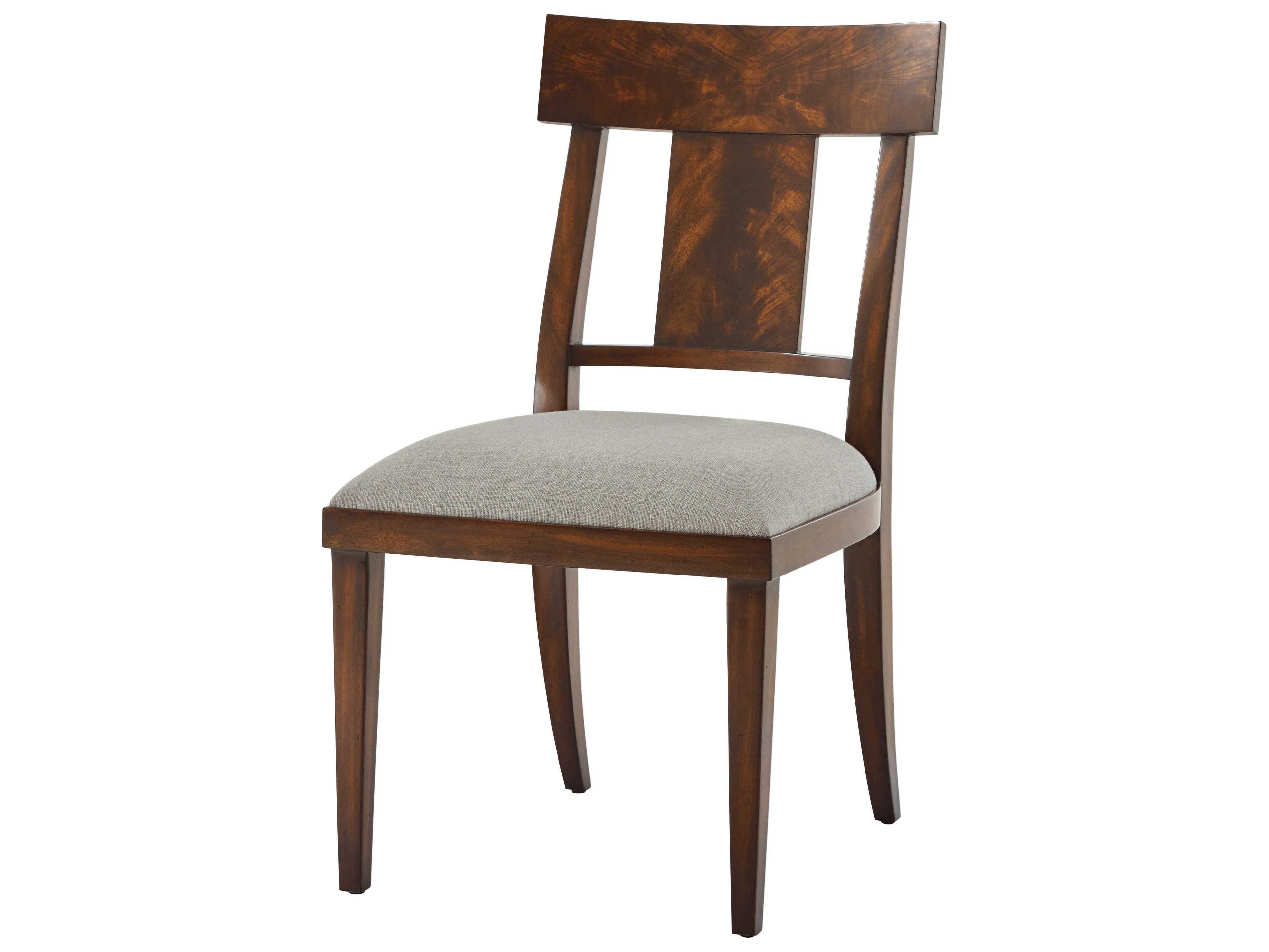 Theodore Alexander Ta Originals Mahogany Wood Brown Upholstered Side Dining Chair