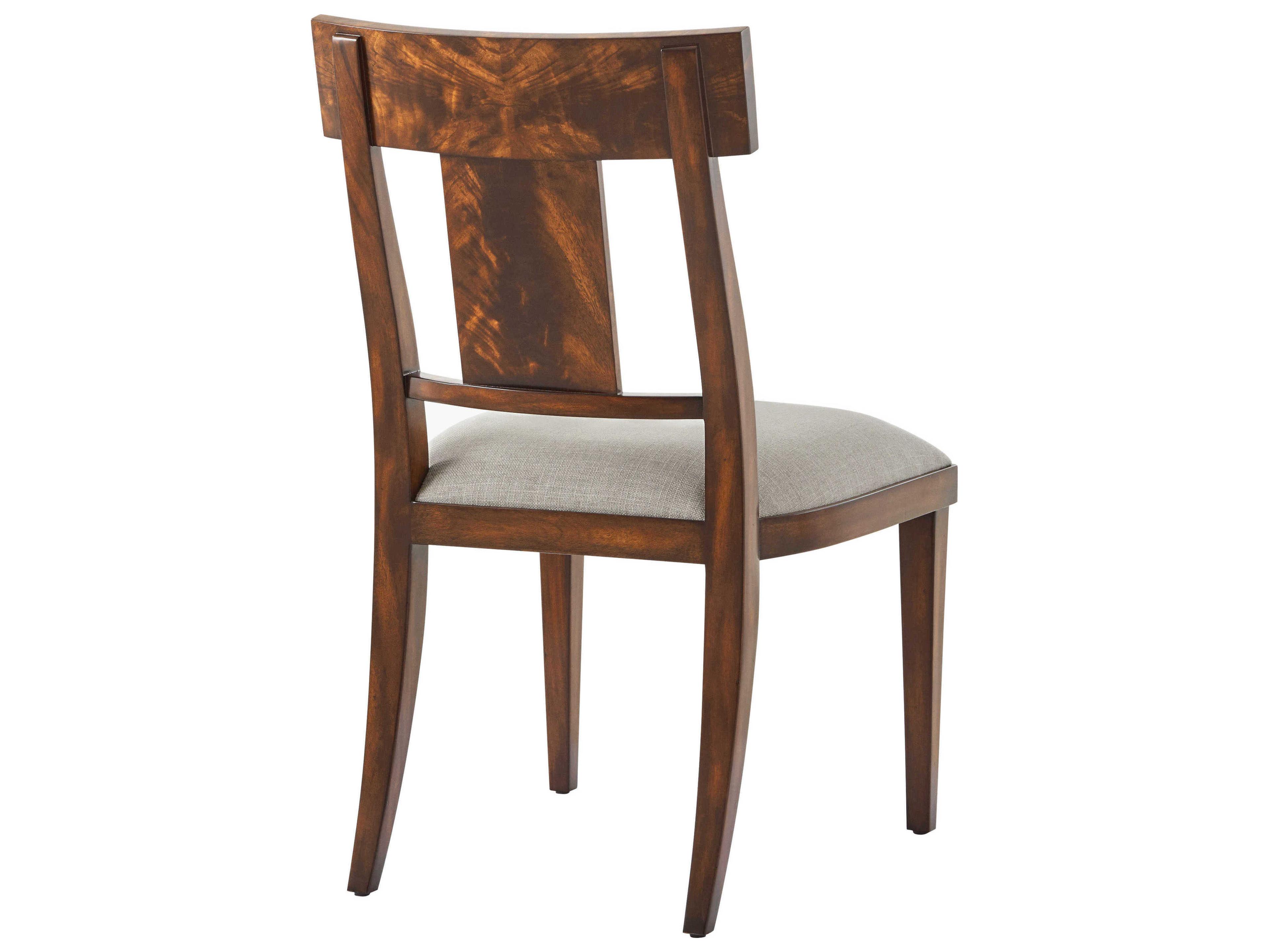 Theodore Alexander Ta Originals Mahogany Wood Brown Upholstered Side Dining Chair