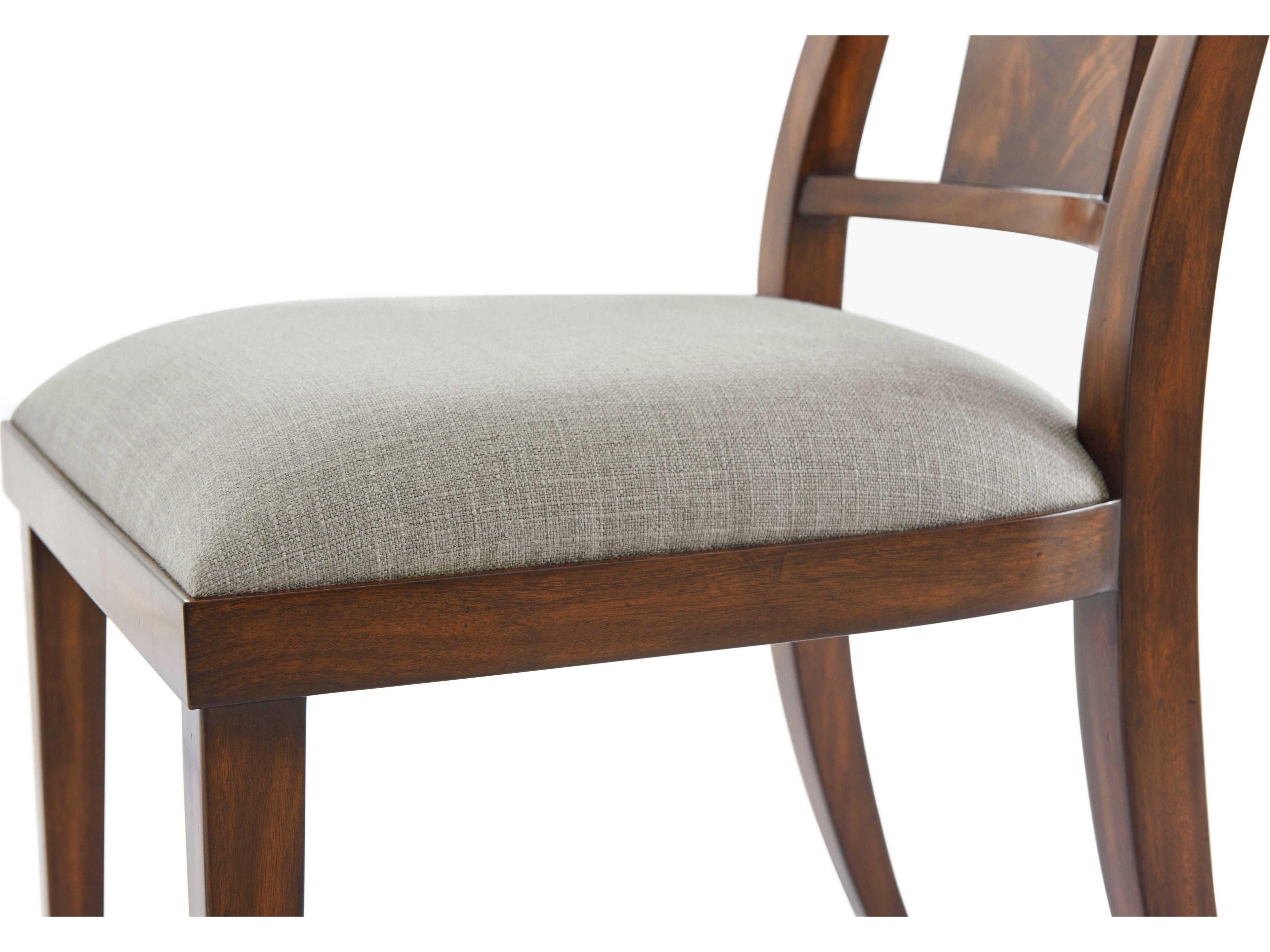 Theodore Alexander Ta Originals Mahogany Wood Brown Upholstered Side Dining Chair