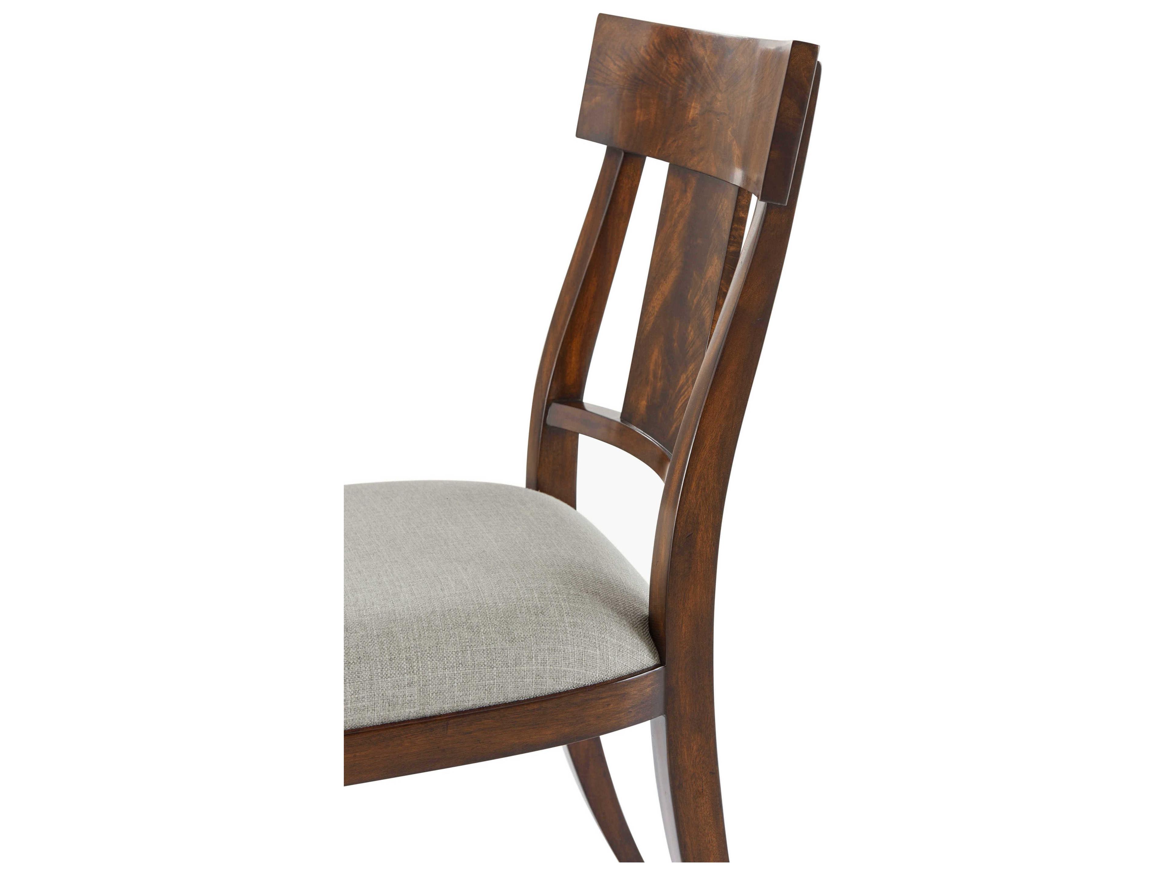 Theodore Alexander Ta Originals Mahogany Wood Brown Upholstered Side Dining Chair