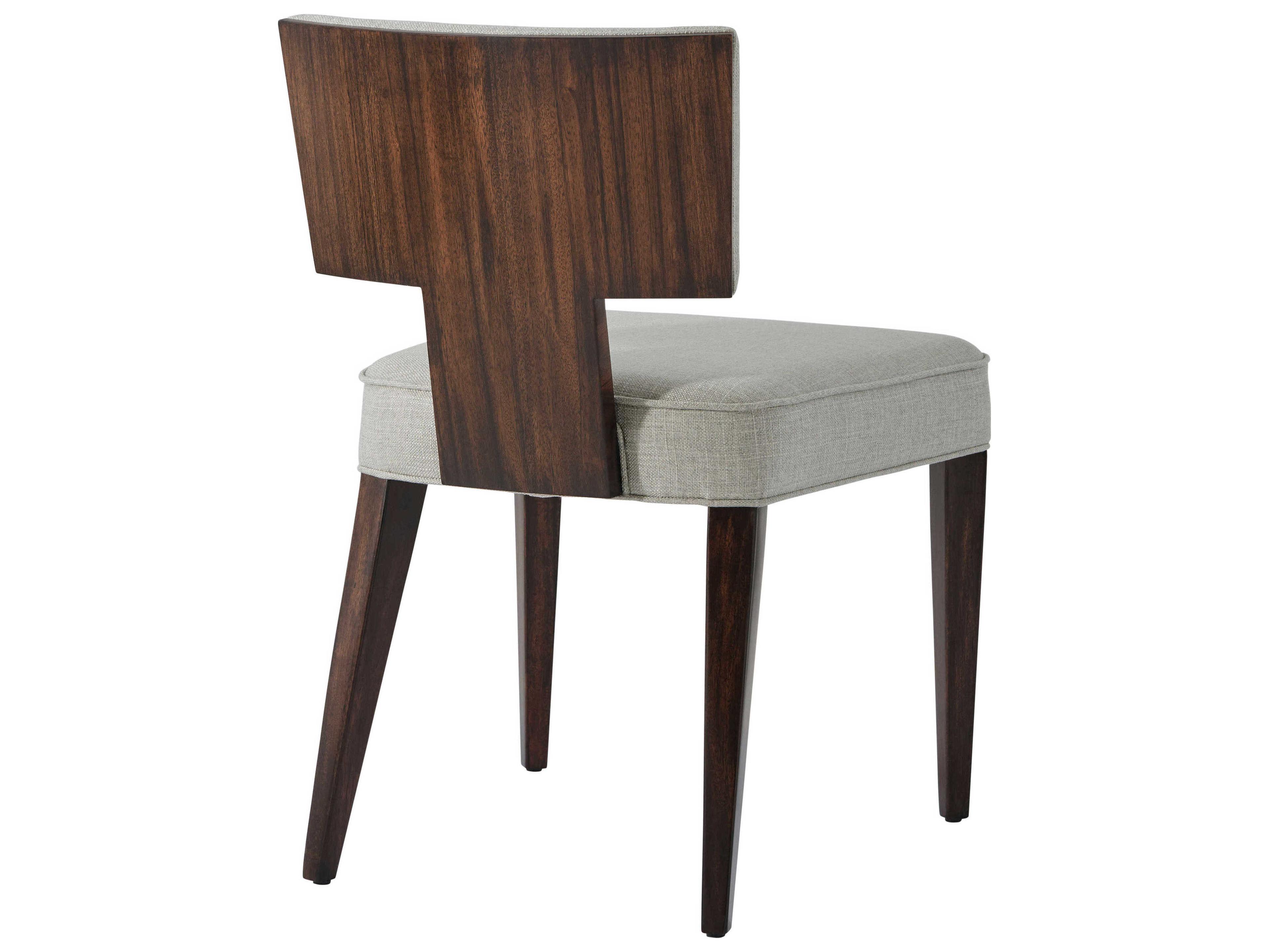 Theodore Alexander Vanucci Eclectics Mahogany Wood Brown Upholstered Side Dining Chair