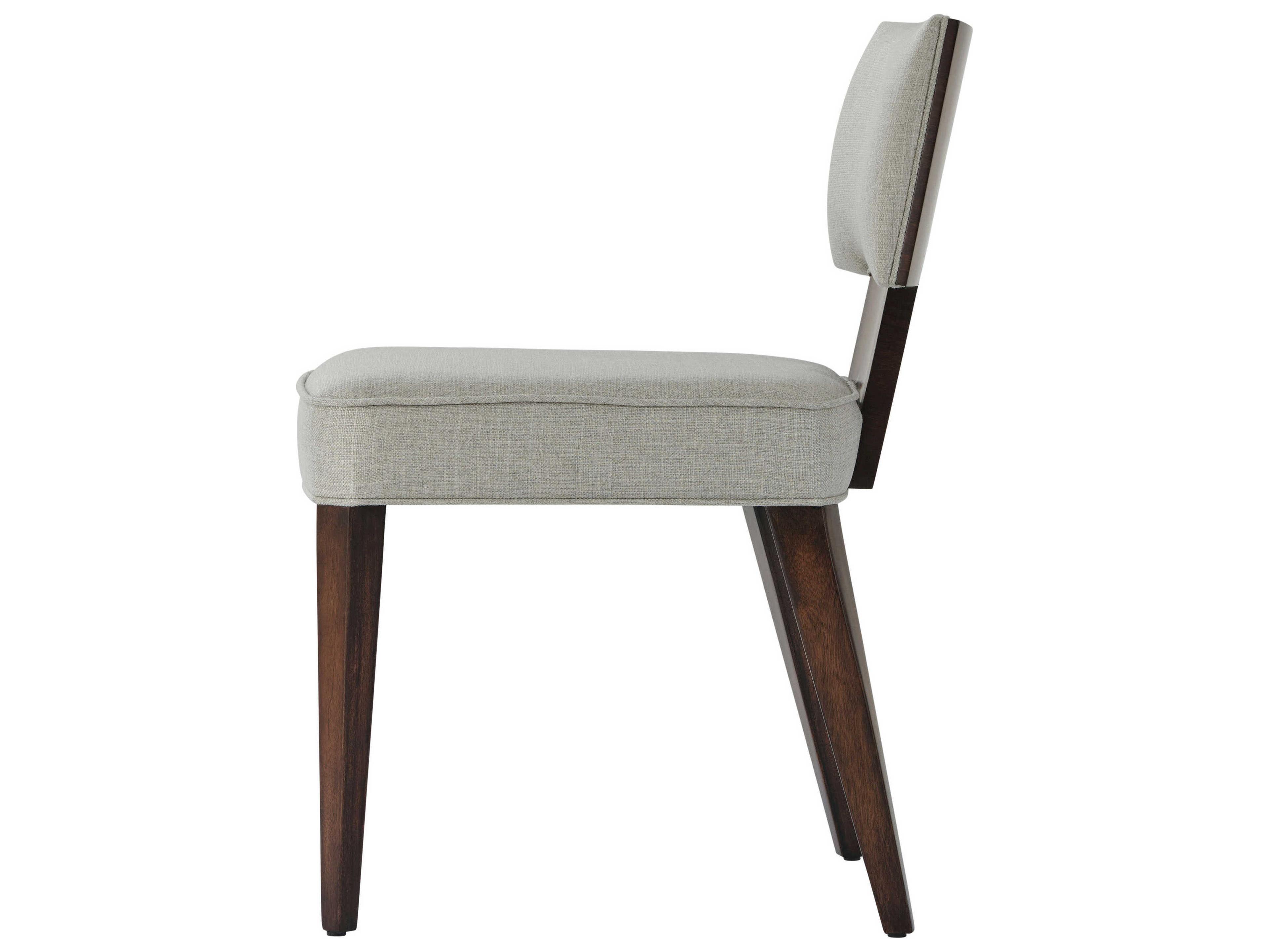 Theodore Alexander Vanucci Eclectics Mahogany Wood Brown Upholstered Side Dining Chair