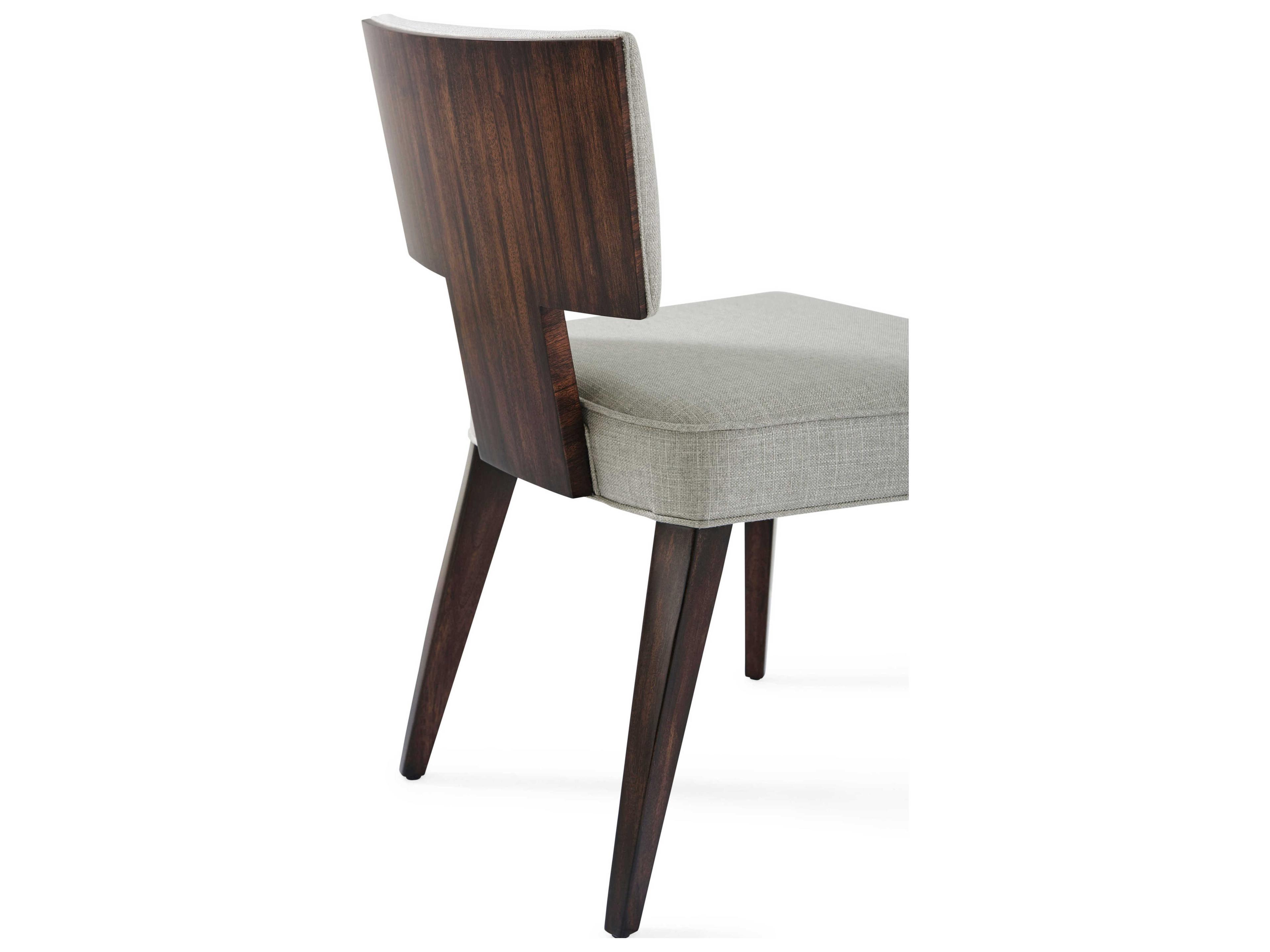 Theodore Alexander Vanucci Eclectics Mahogany Wood Brown Upholstered Side Dining Chair