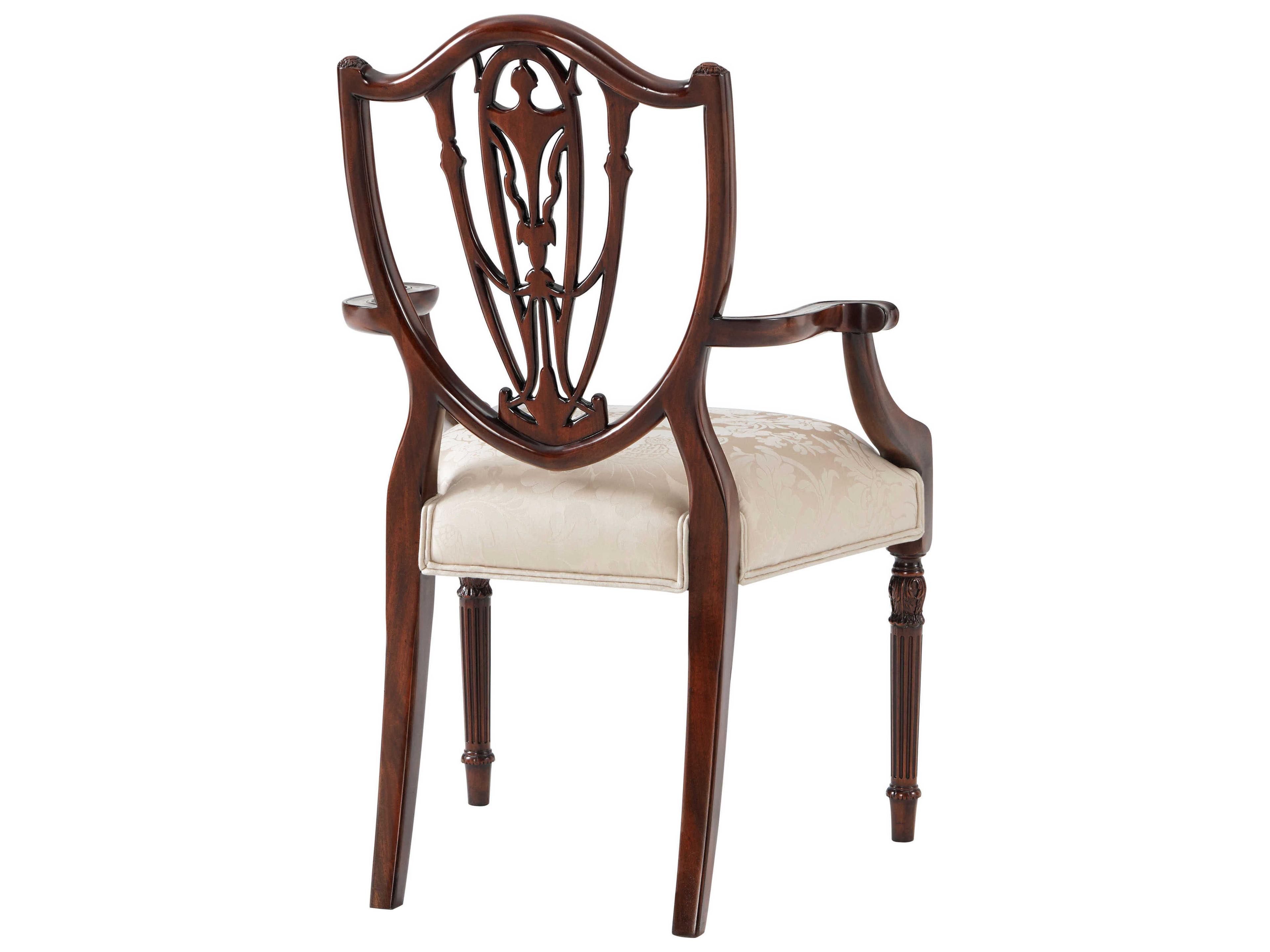 Theodore Alexander Ta Originals Acacia Wood Brown Upholstered Arm Dining Chair