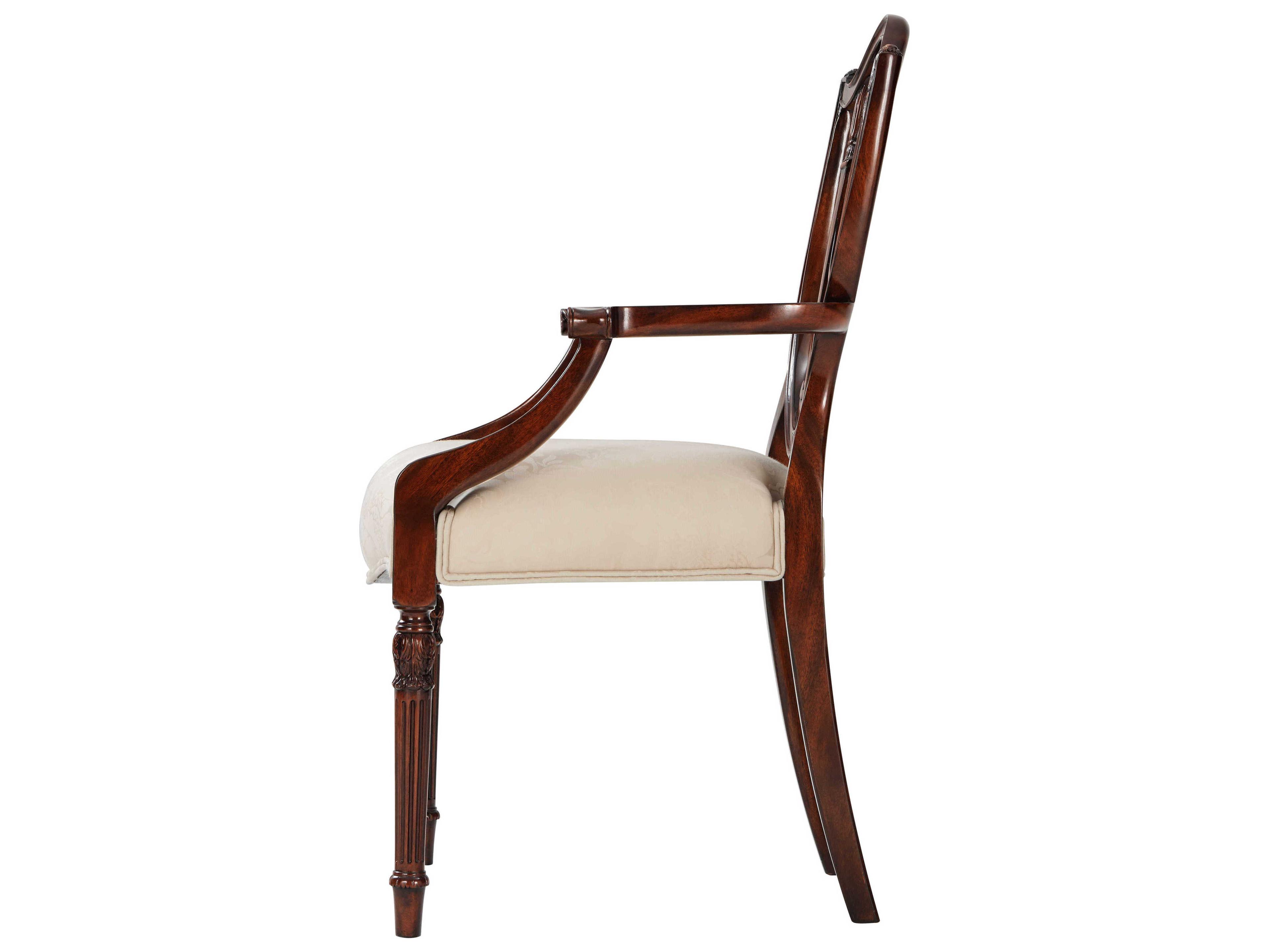 Theodore Alexander Ta Originals Acacia Wood Brown Upholstered Arm Dining Chair