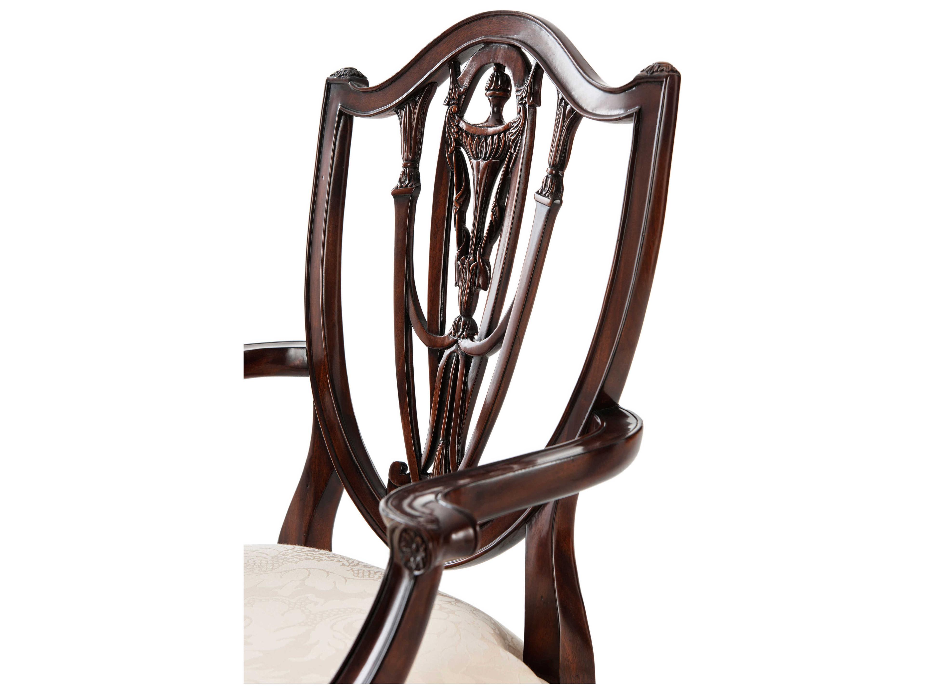 Theodore Alexander Ta Originals Acacia Wood Brown Upholstered Arm Dining Chair