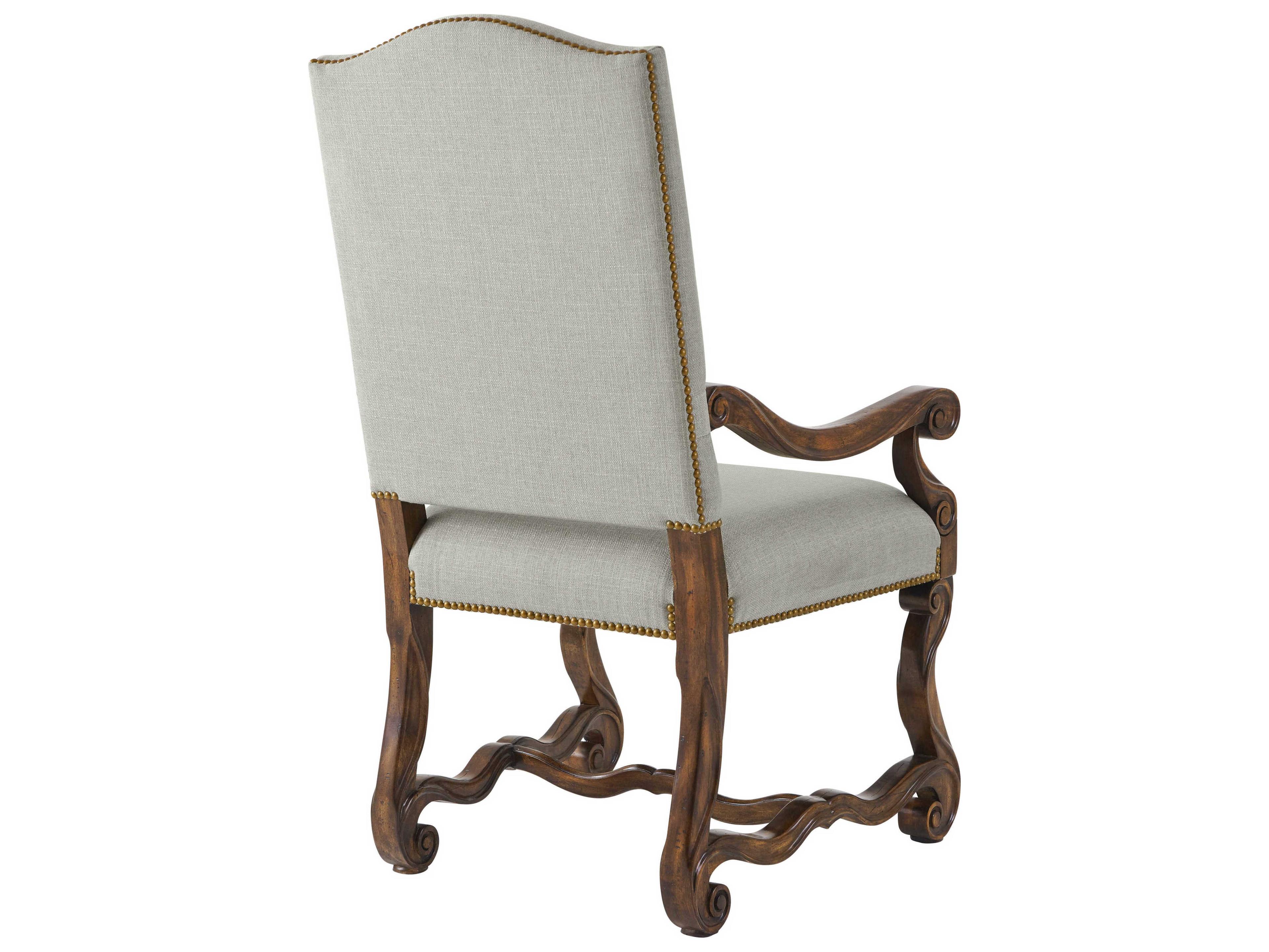 Theodore Alexander Ta Originals Mahogany Wood Brown Upholstered Warmth By The Fireside Arm Dining Chair