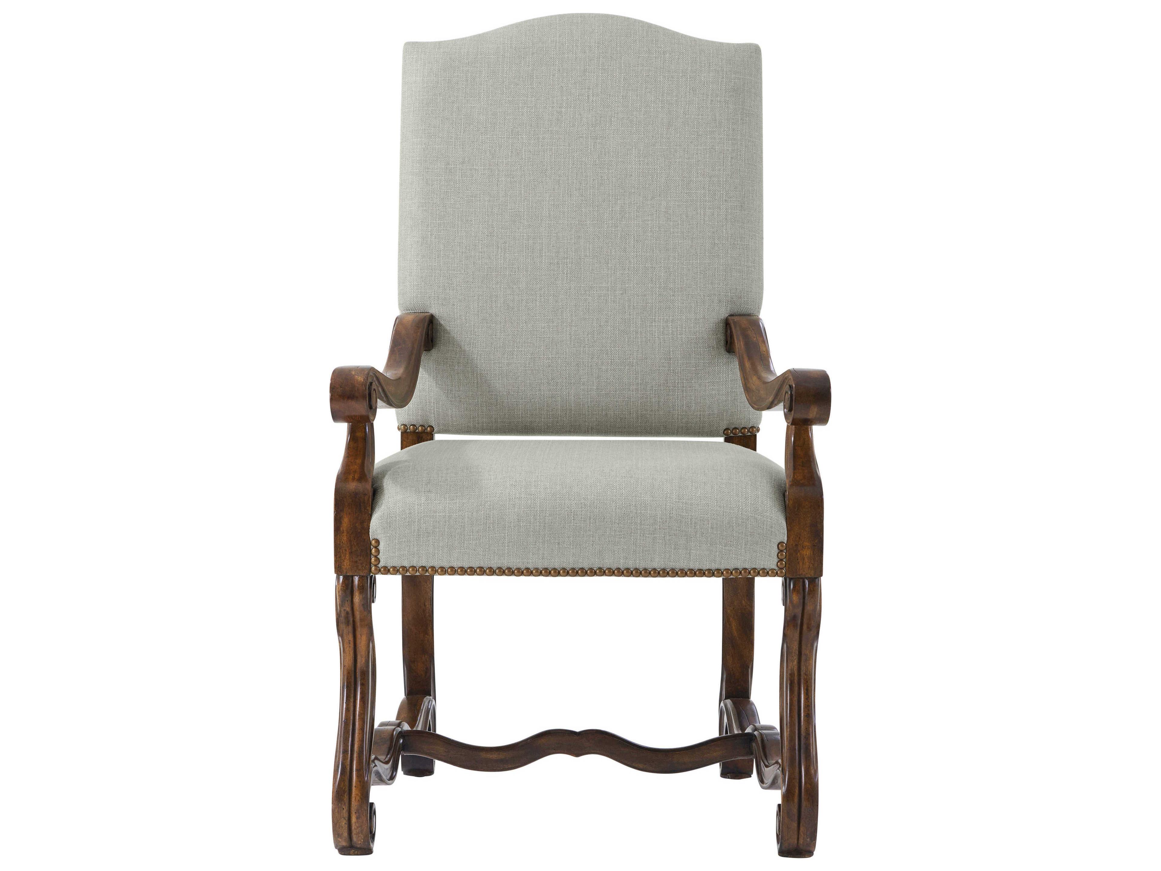 Theodore Alexander Ta Originals Mahogany Wood Brown Upholstered Warmth By The Fireside Arm Dining Chair
