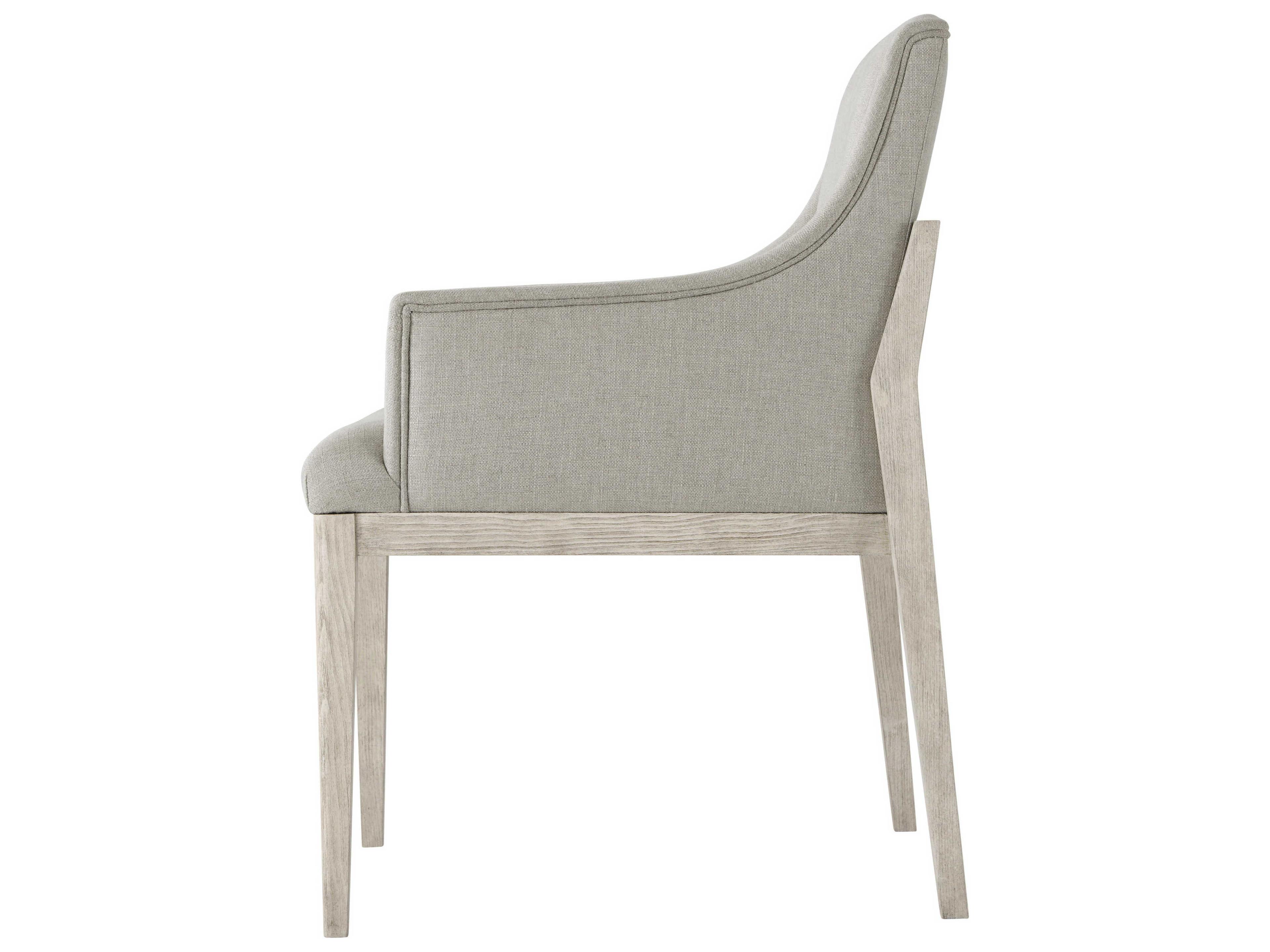 Theodore Alexander Isola Beech Wood Beige Upholstered Arm Dining Chair