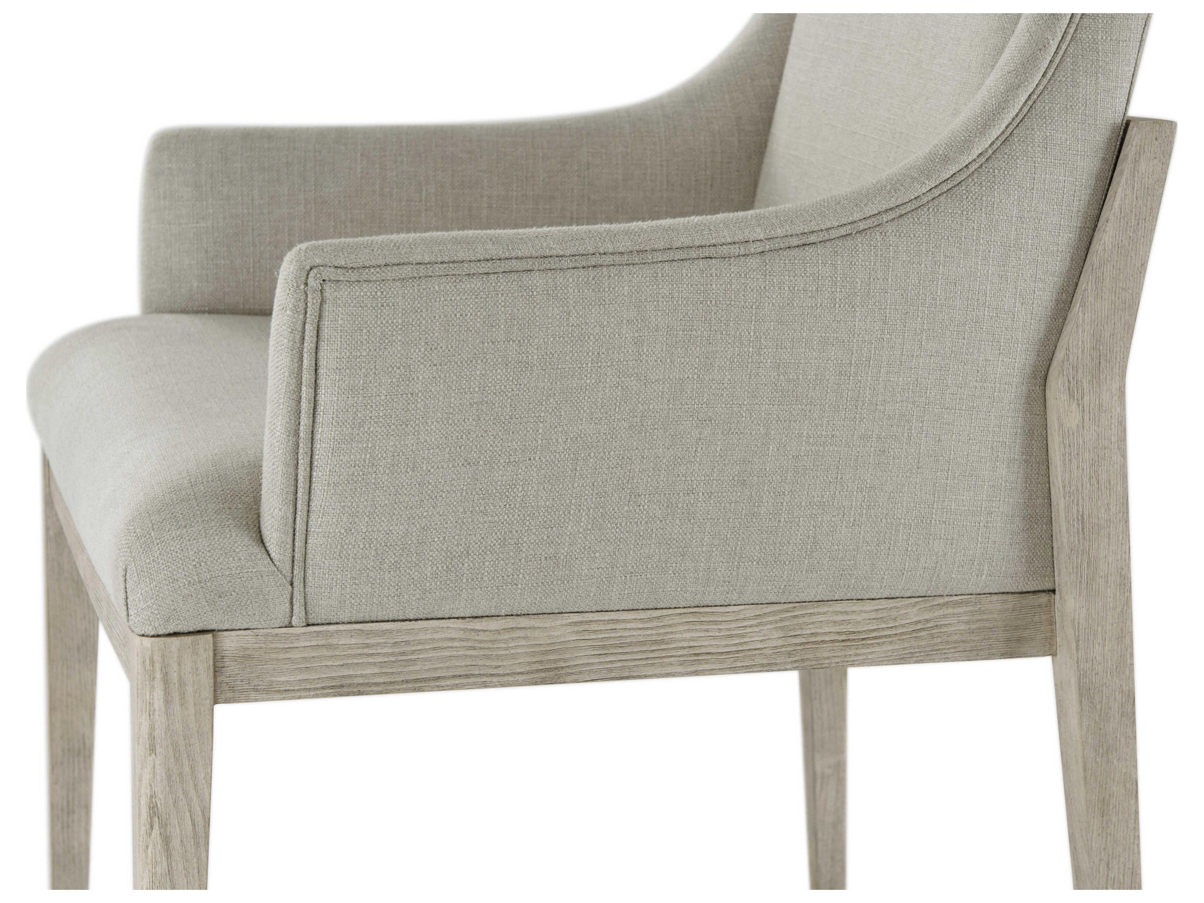 Theodore Alexander Isola Beech Wood Beige Upholstered Arm Dining Chair