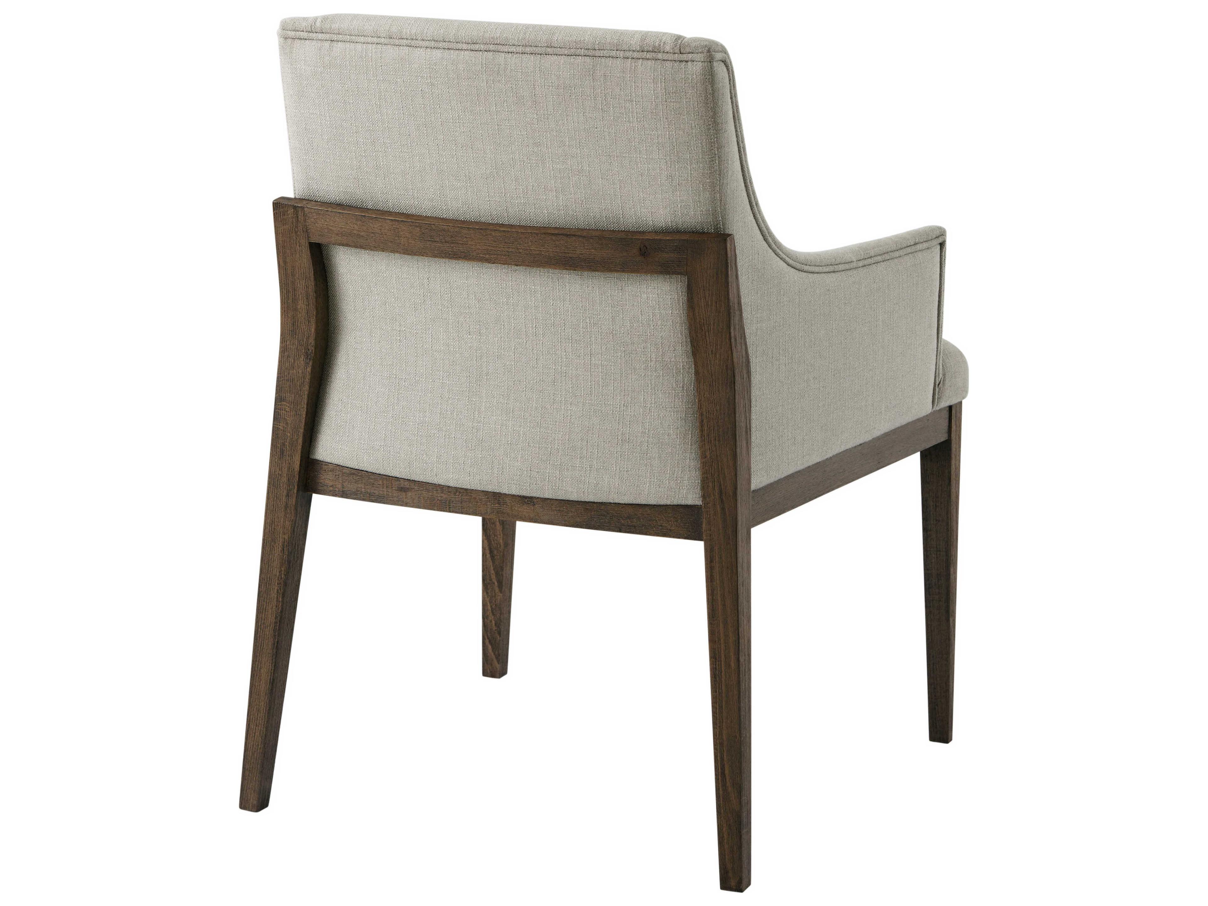 Theodore Alexander Isola Beech Wood Brown Upholstered Arm Dining Chair