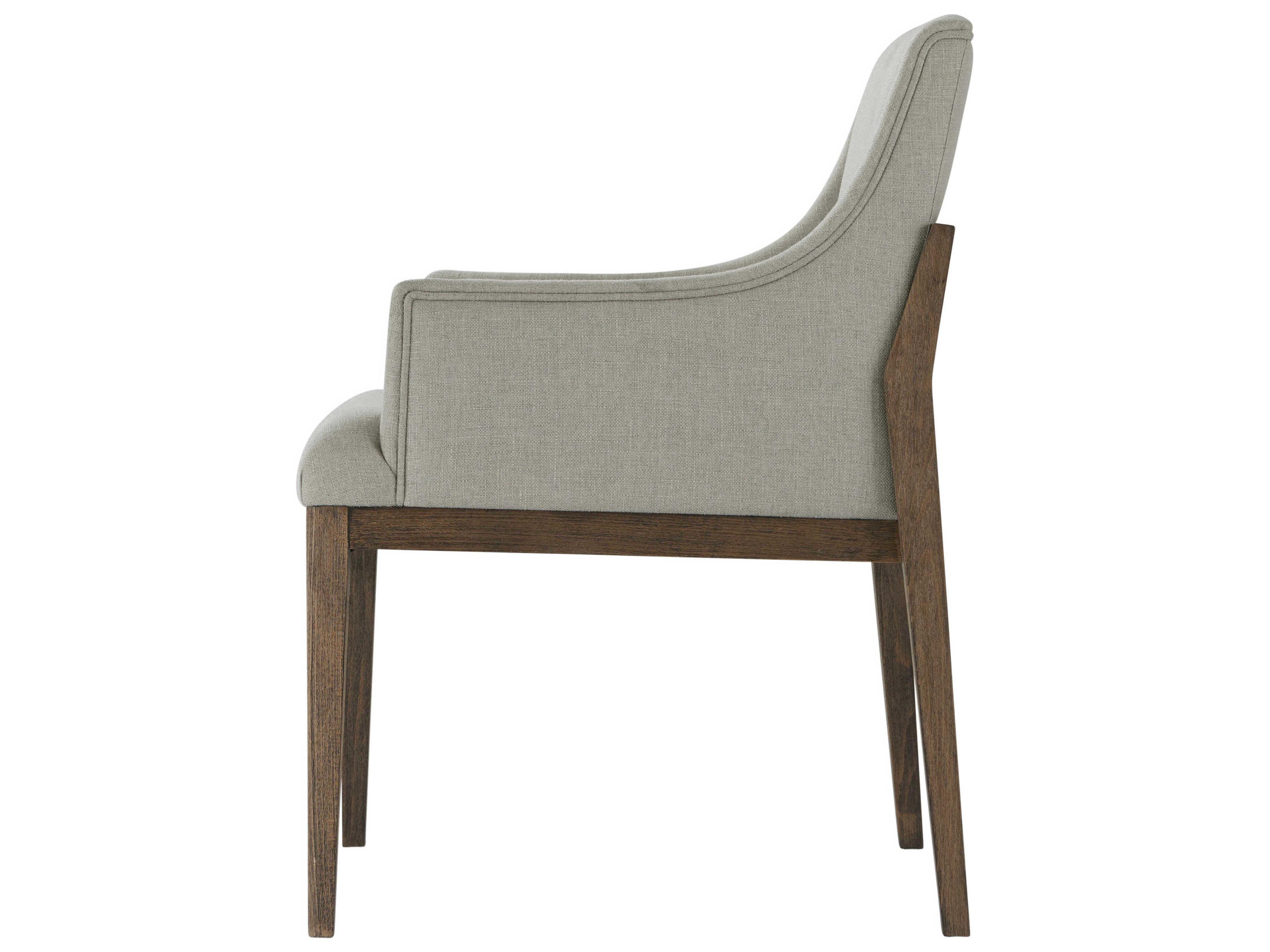 Theodore Alexander Isola Beech Wood Brown Upholstered Arm Dining Chair