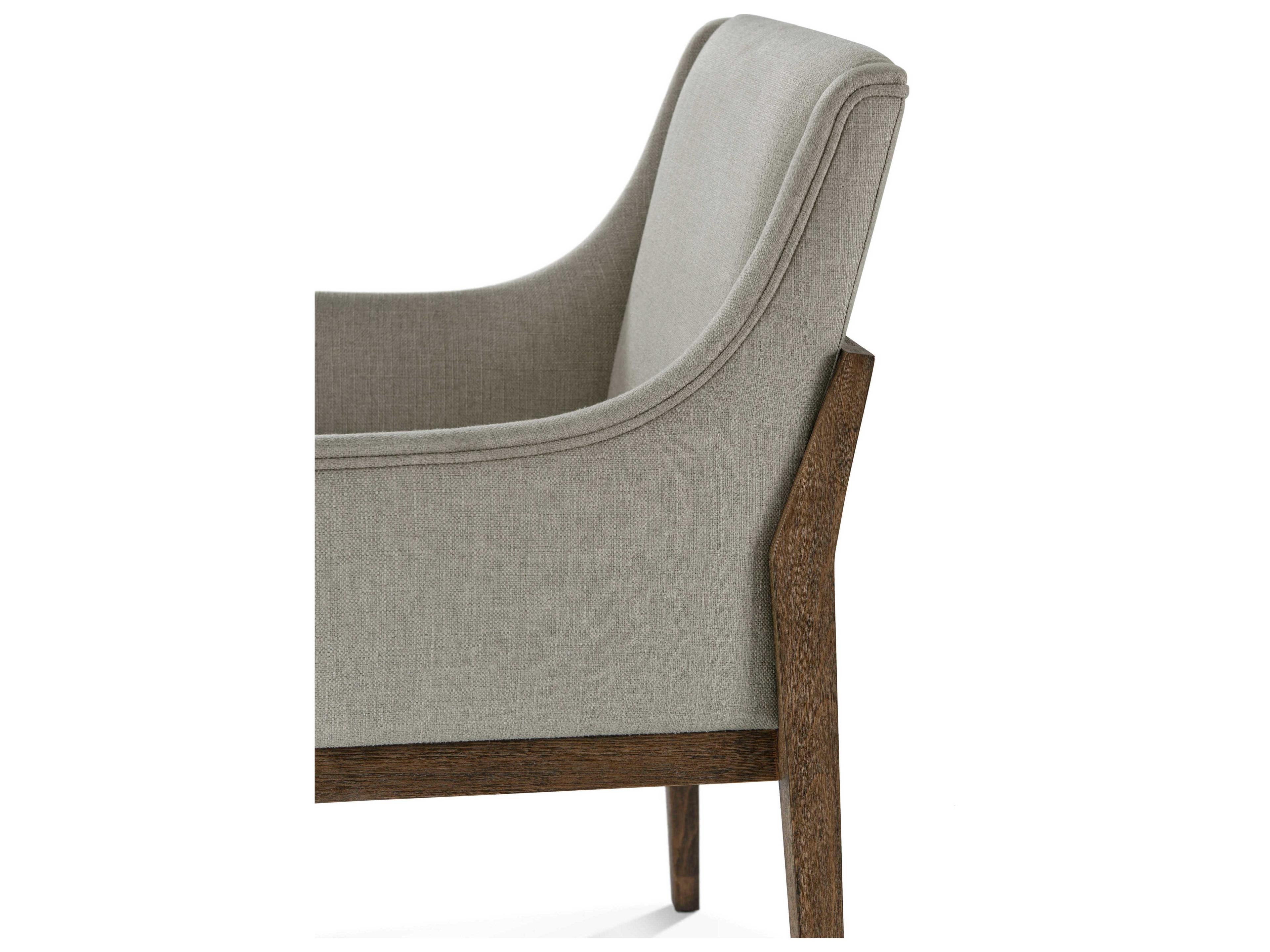 Theodore Alexander Isola Beech Wood Brown Upholstered Arm Dining Chair