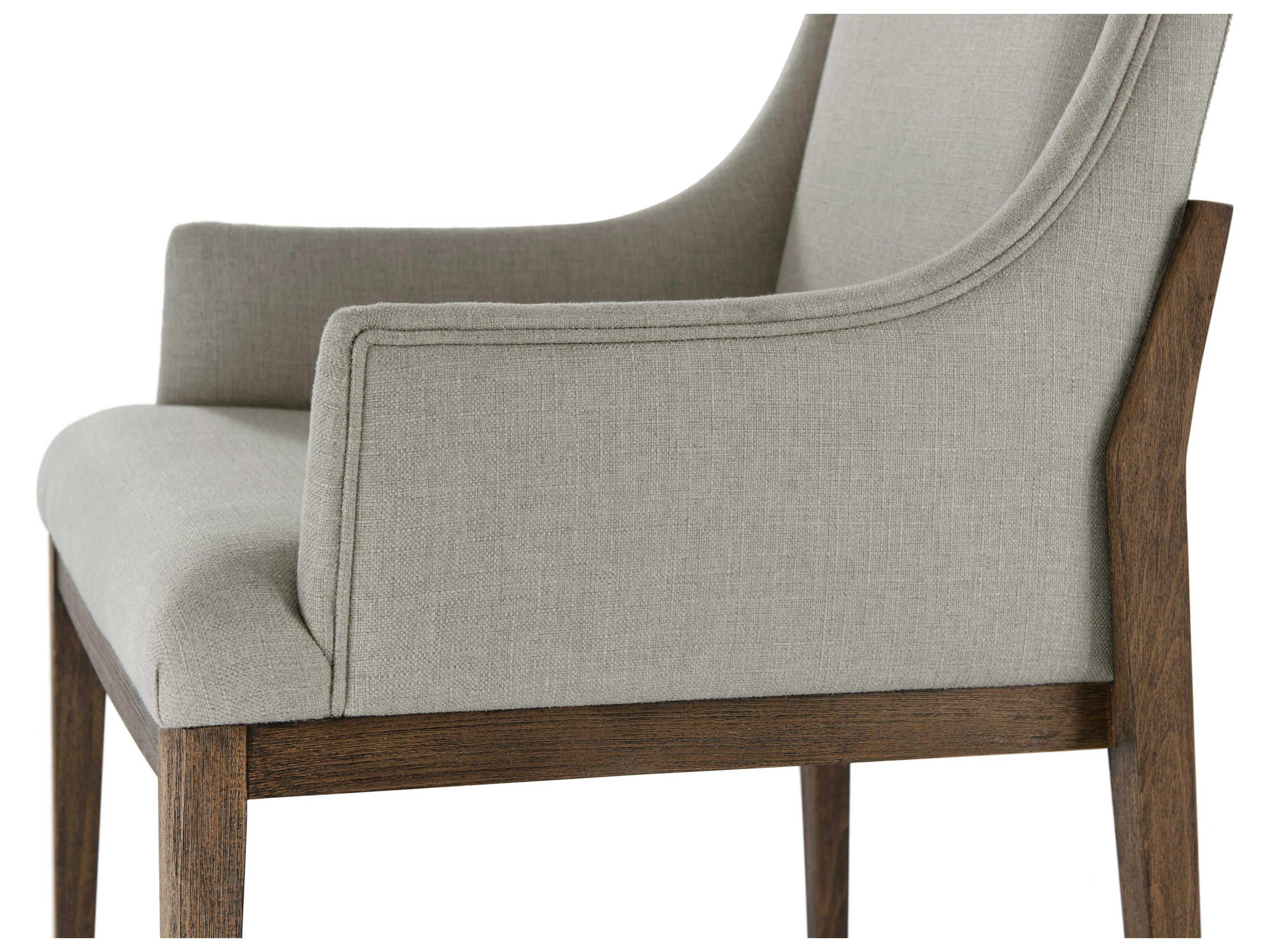 Theodore Alexander Isola Beech Wood Brown Upholstered Arm Dining Chair