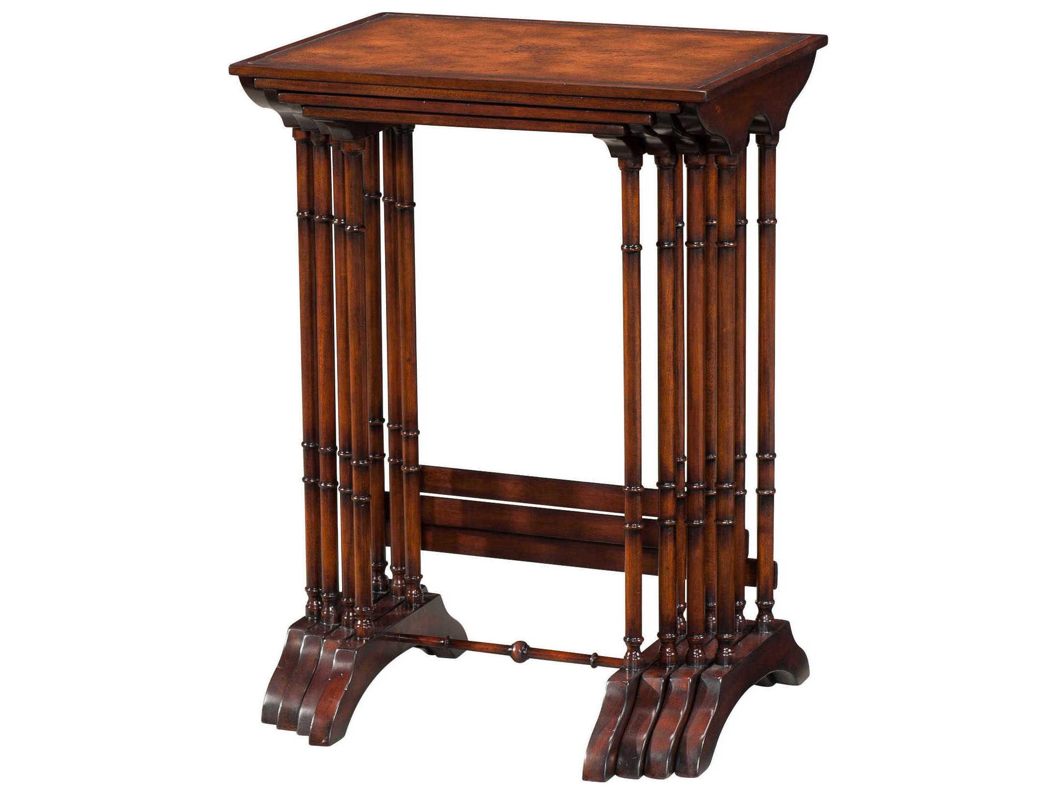 Theodore Alexander Essential Rectangular Leather Buffalo Brown Walnut End Table