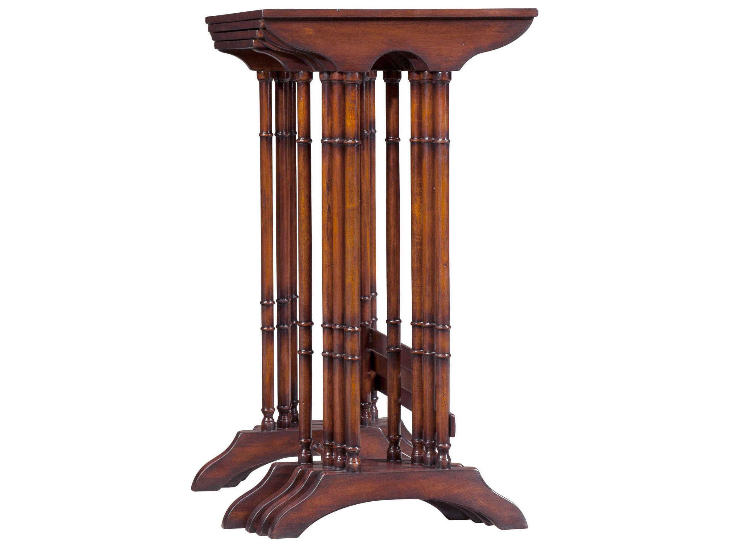 Theodore Alexander Essential Rectangular Leather Buffalo Brown Walnut End Table
