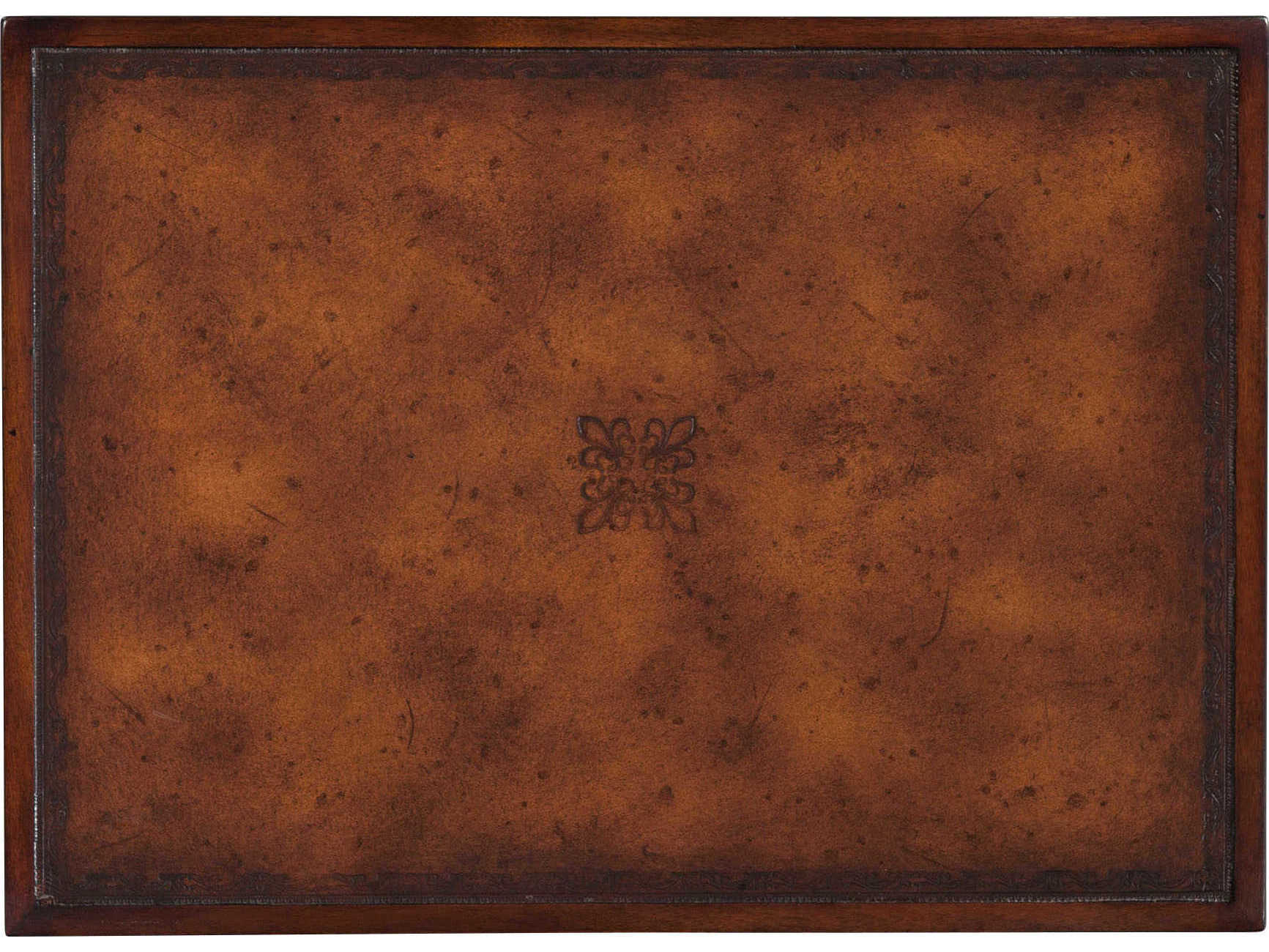 Theodore Alexander Essential Rectangular Leather Buffalo Brown Walnut End Table