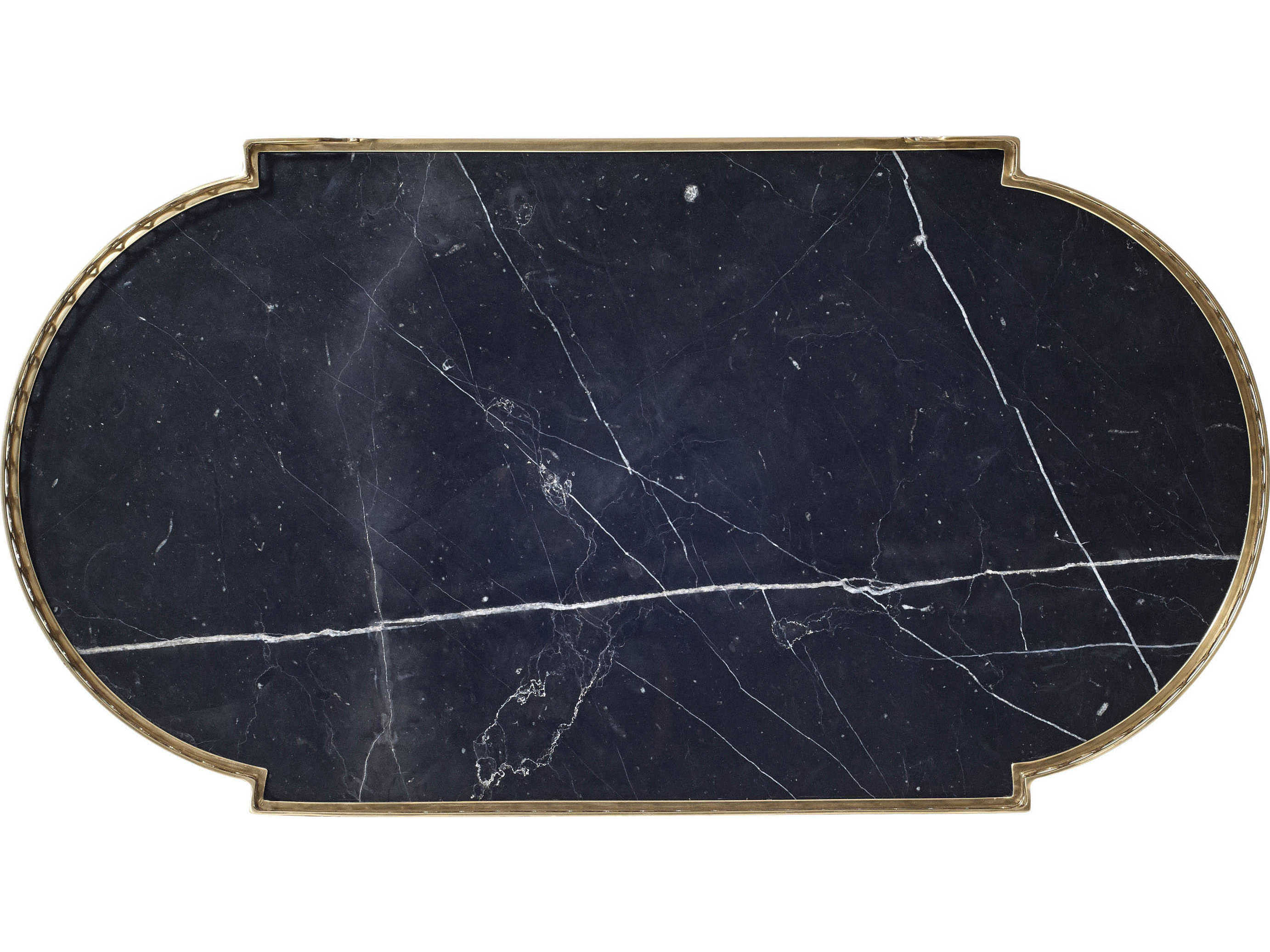 Theodore Alexander Essential Oval Marble Okoume Choco End Table