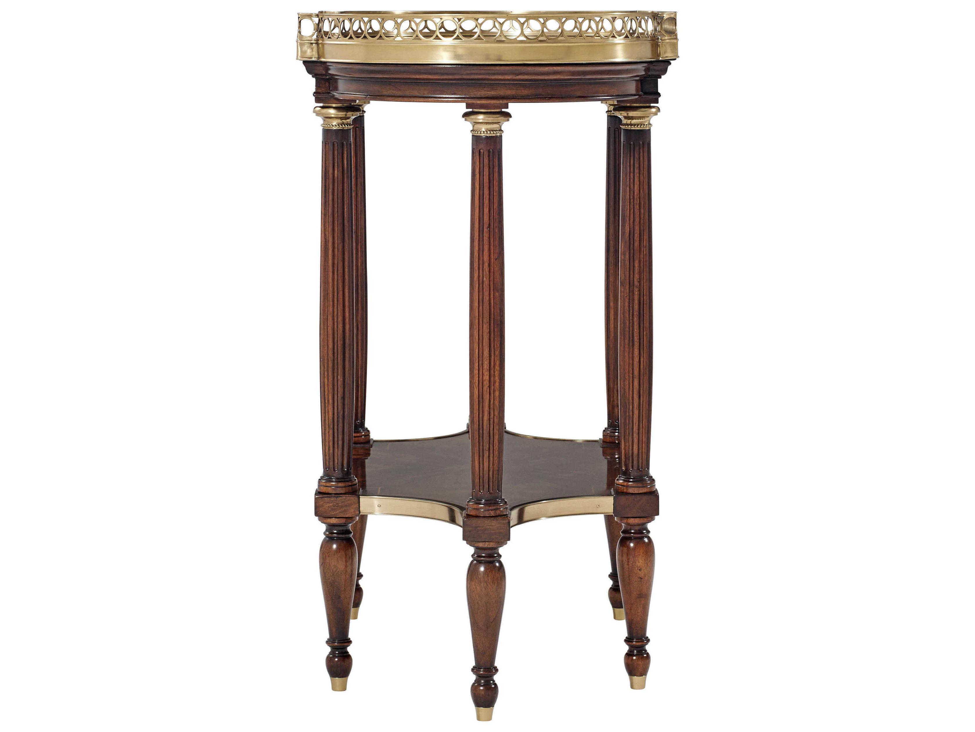 Theodore Alexander Essential Oval Marble Okoume Choco End Table