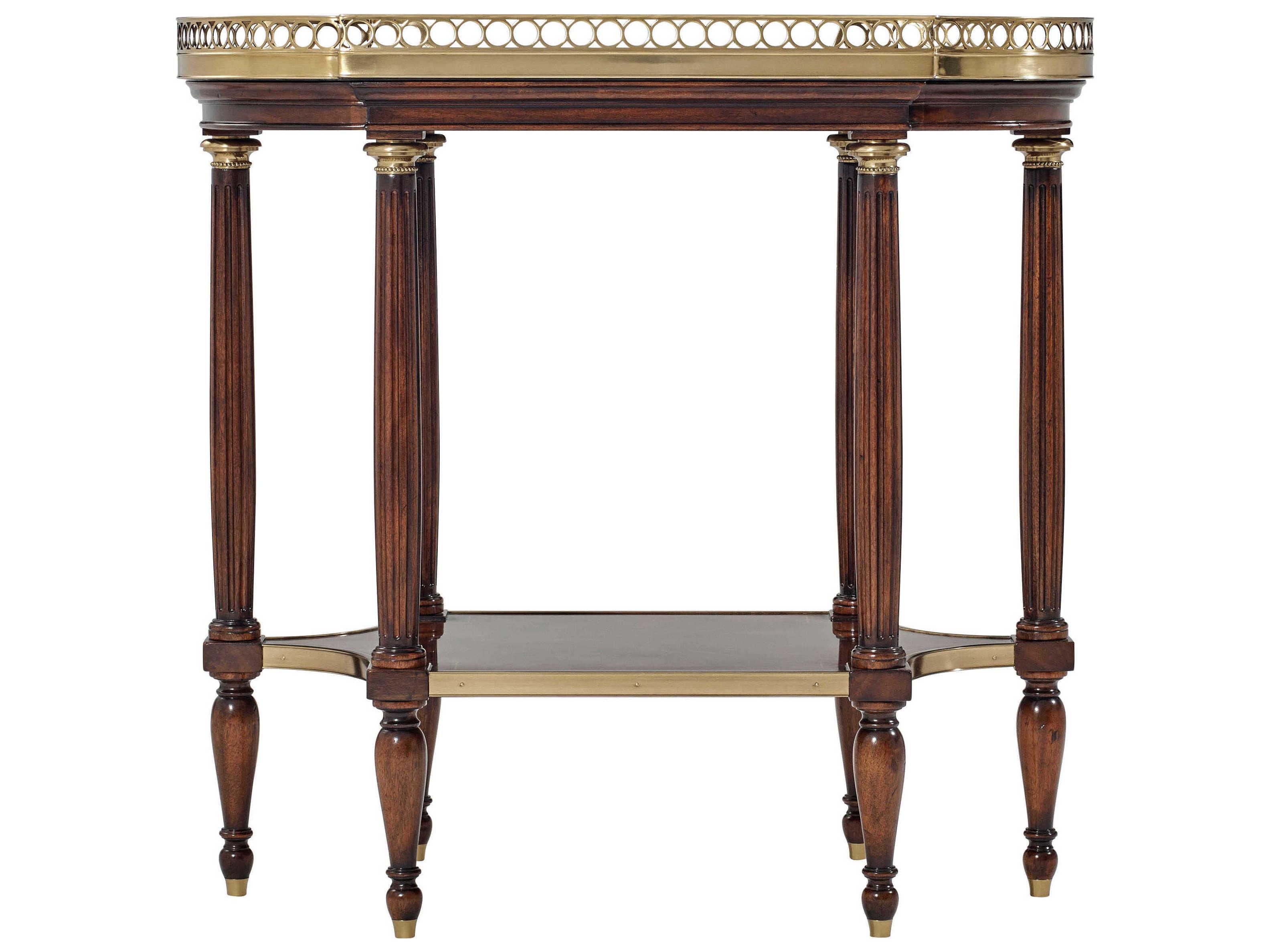 Theodore Alexander Essential Oval Marble Okoume Choco End Table