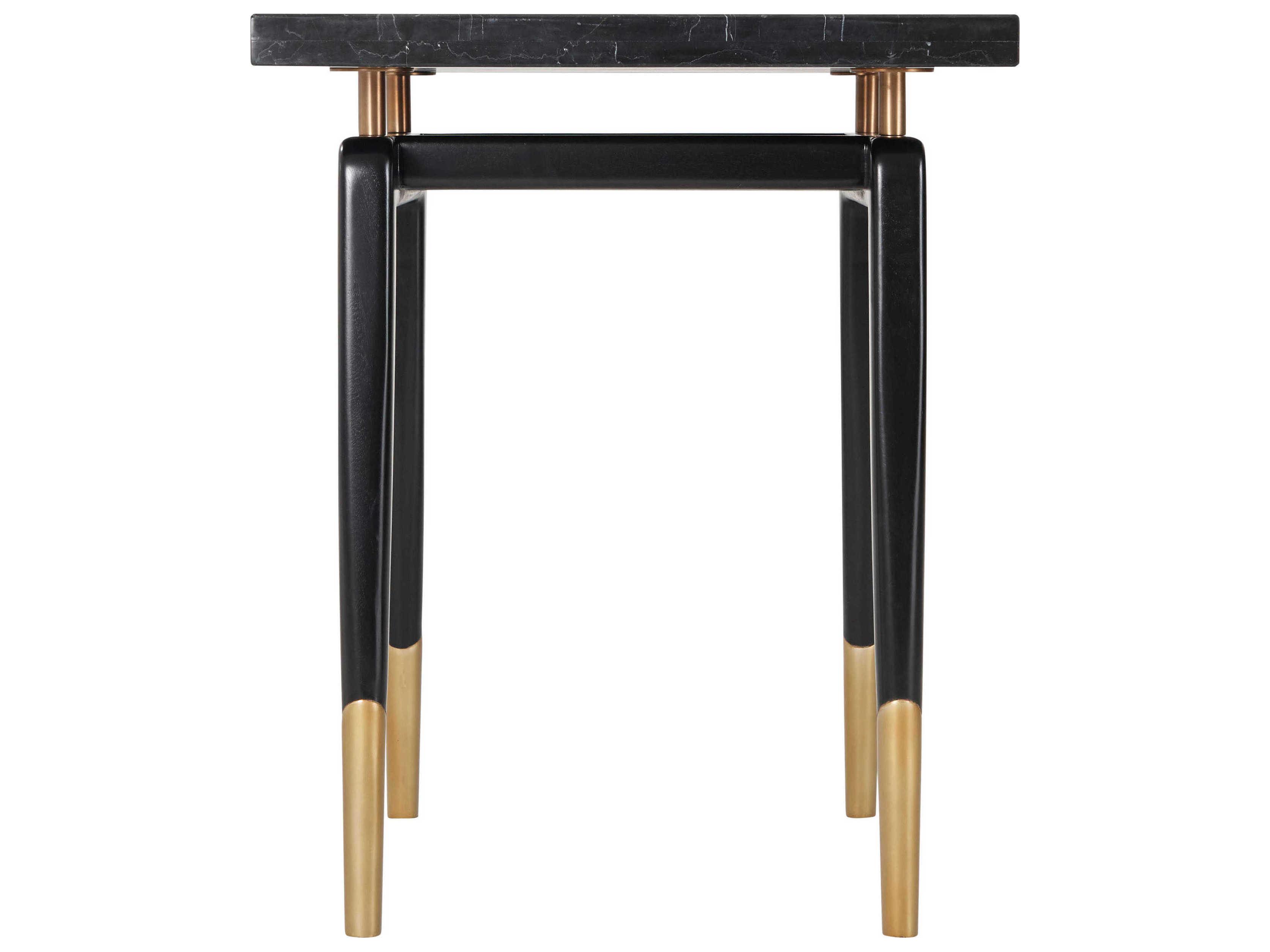 Theodore Alexander Richard Mishaan Rectangular Marble Black Ebony End Table