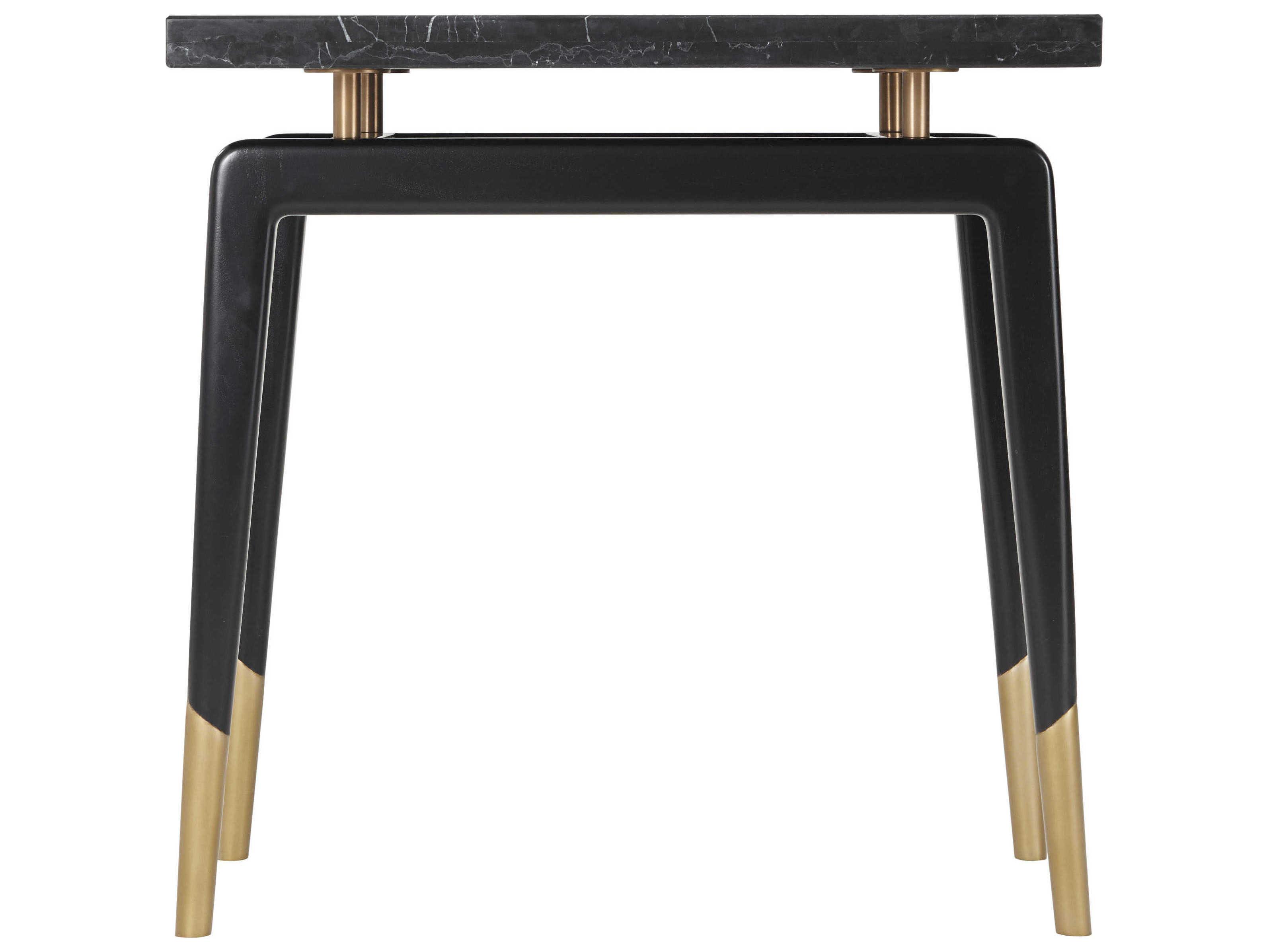 Theodore Alexander Richard Mishaan Rectangular Marble Black Ebony End Table