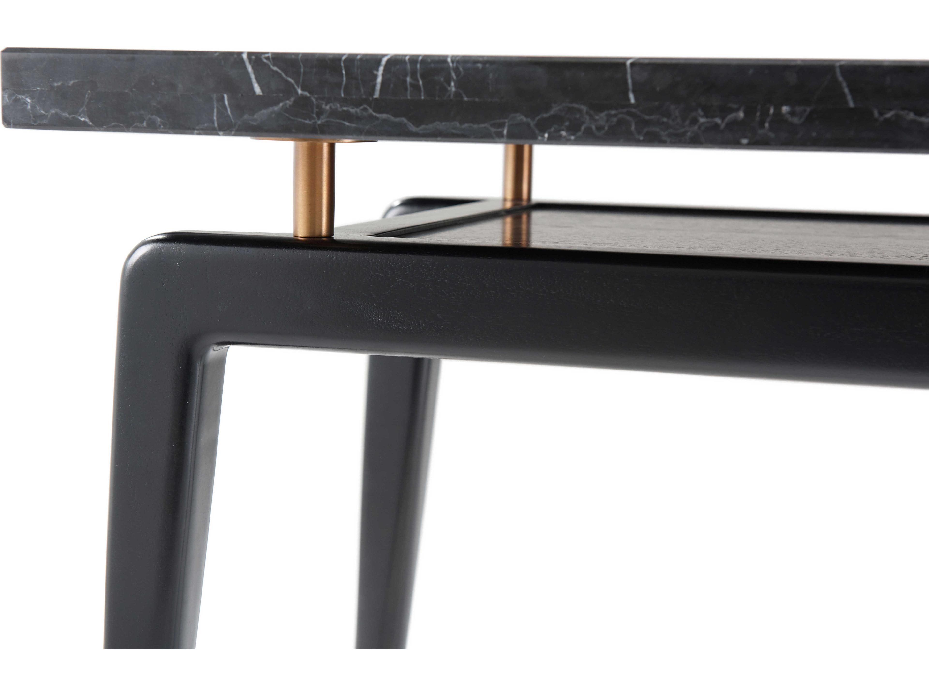 Theodore Alexander Richard Mishaan Rectangular Marble Black Ebony End Table