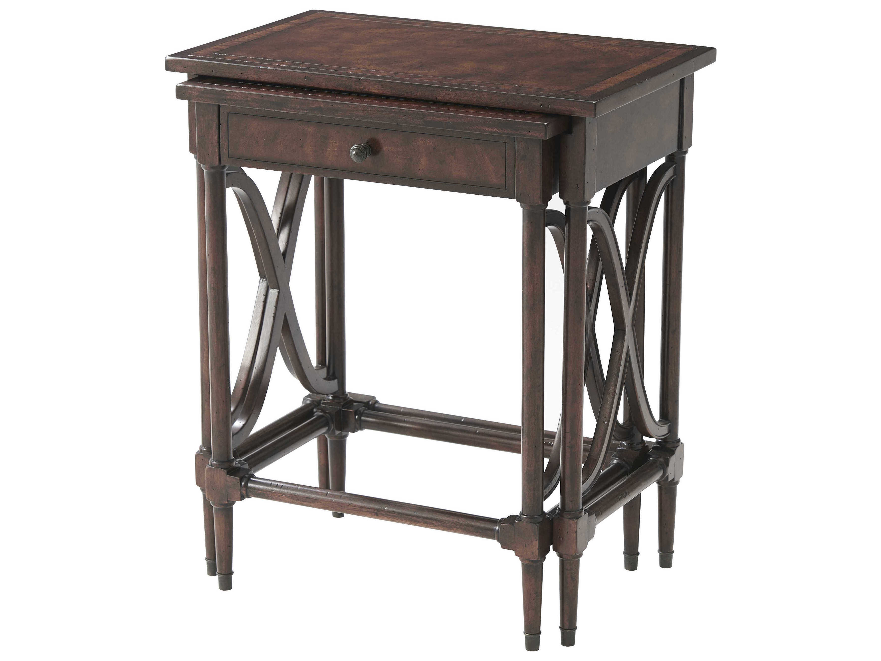 Theodore Alexander Brooksby Rectangular Wood Cerejeira Veneer Brass Mahogany End Table