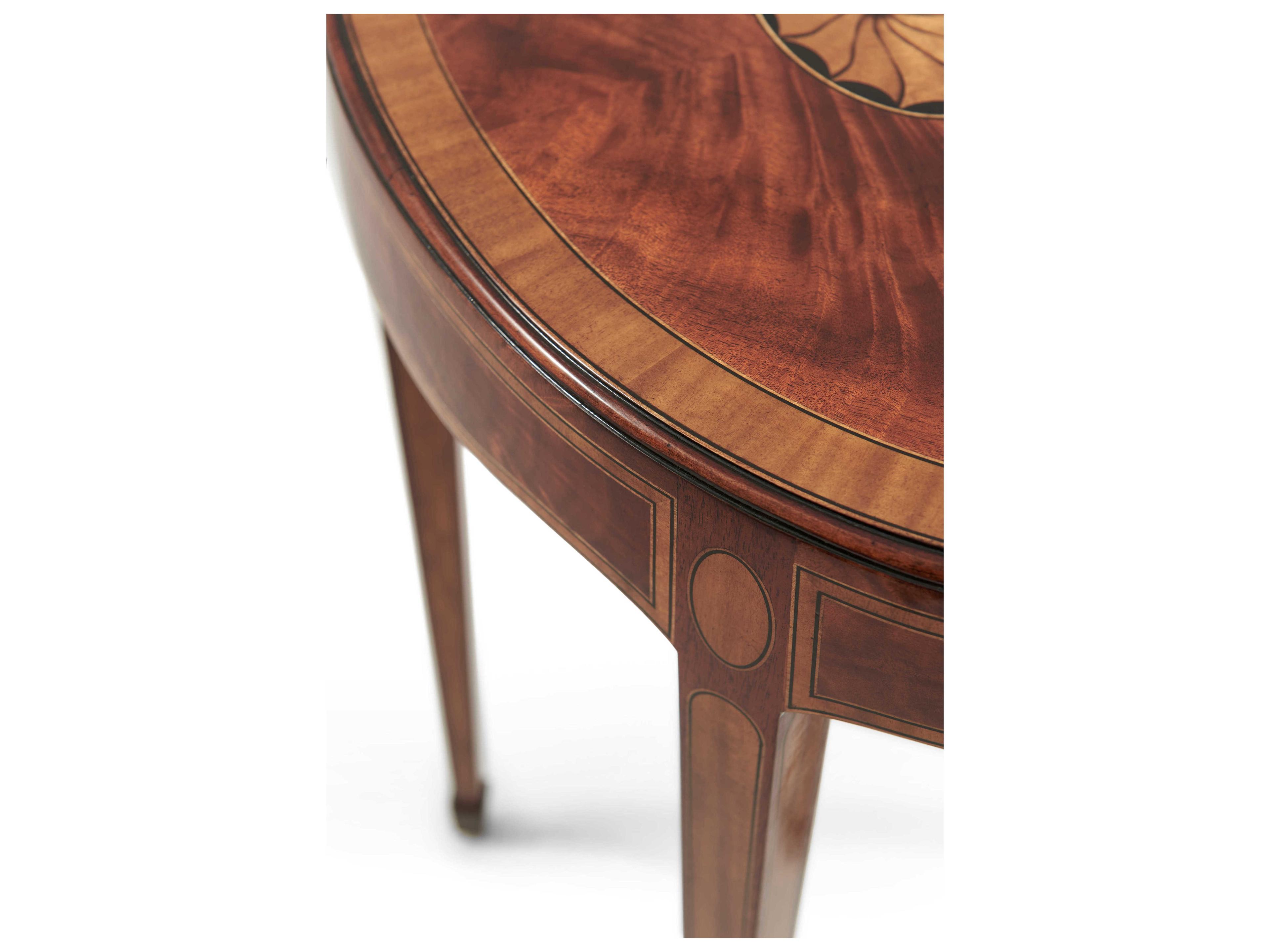 Theodore Alexander English Cabinet Maker Round Wood Clean Light Black Rub End Table