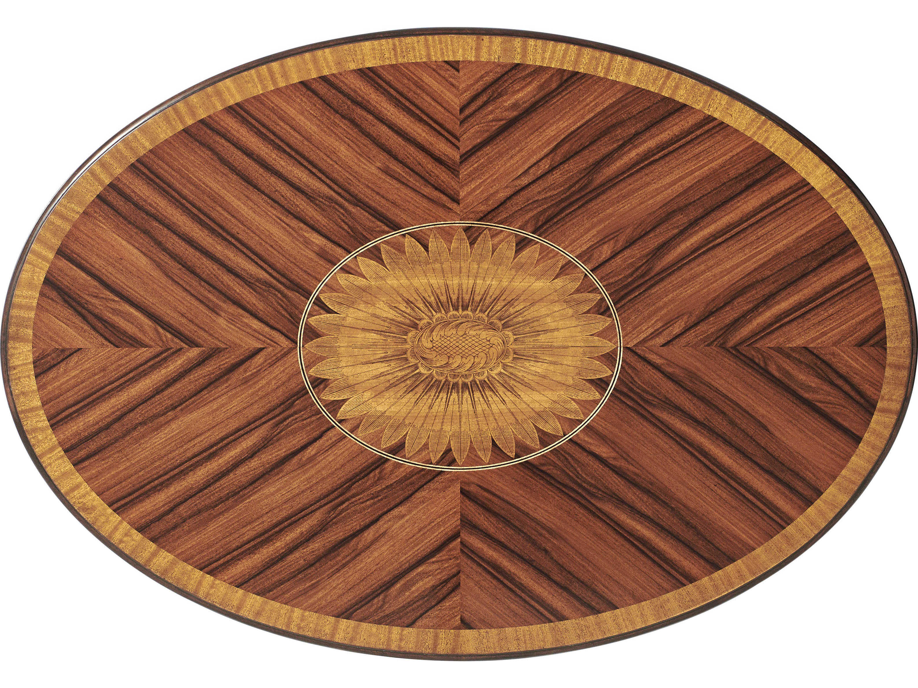 Theodore Alexander English Cabinet Maker Round Wood Italian Gold Black Rub End Table