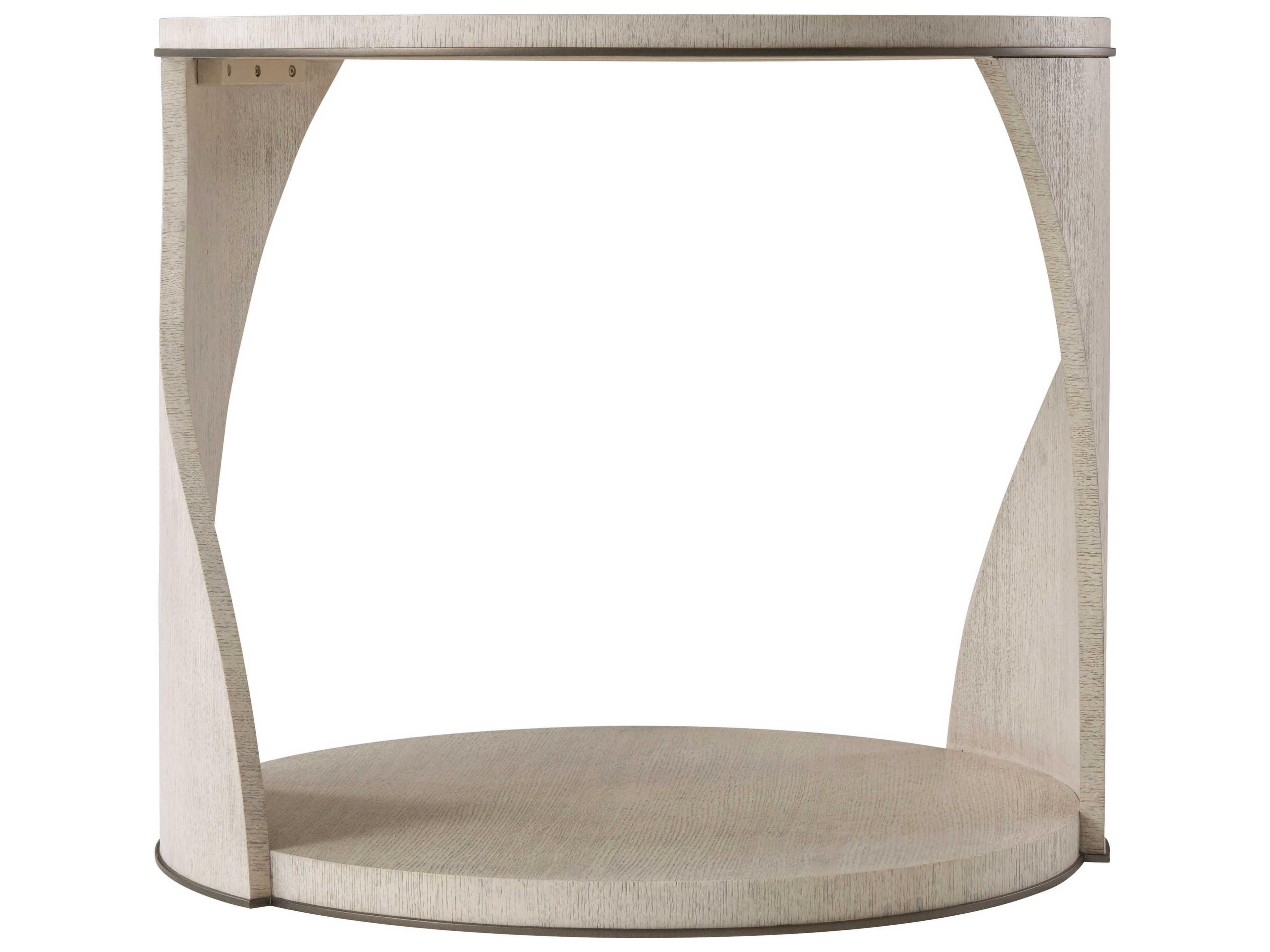 Theodore Alexander Isola Round Wood Gowan Matte Tungsten End Table