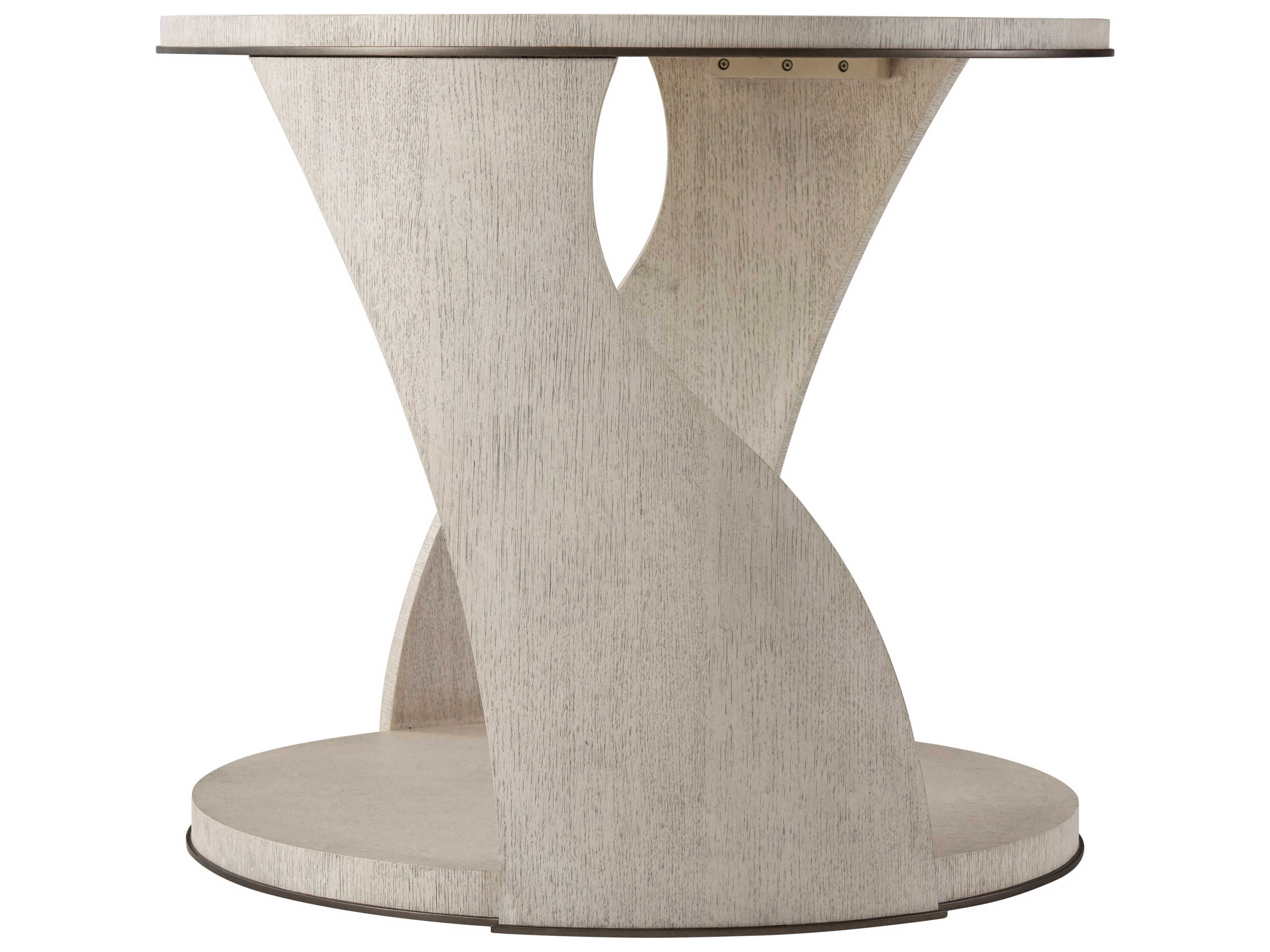 Theodore Alexander Isola Round Wood Gowan Matte Tungsten End Table