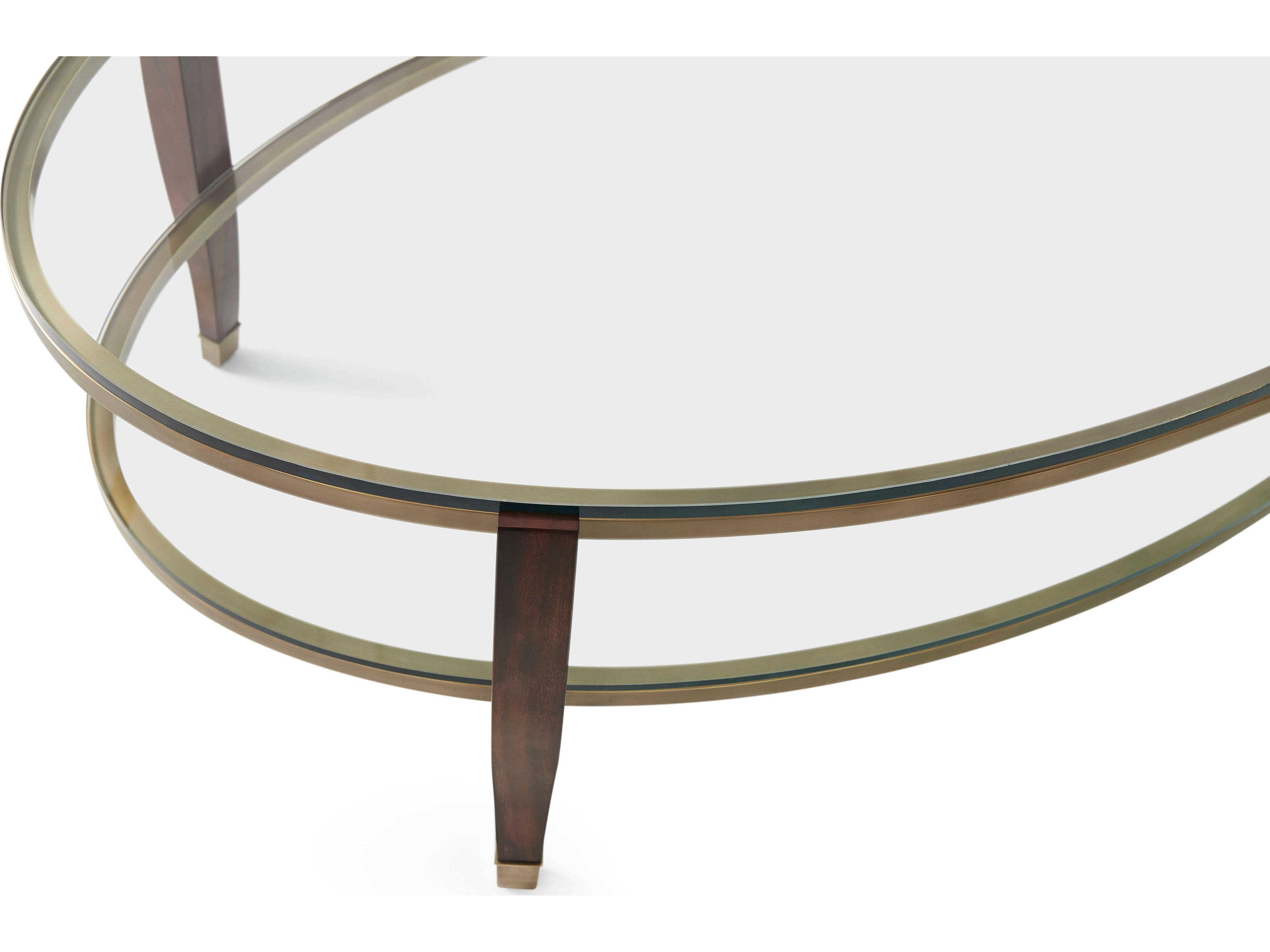 Theodore Alexander Ta Originals Oval Glass Ramsey Mahogany Without Distressing Coffee Table