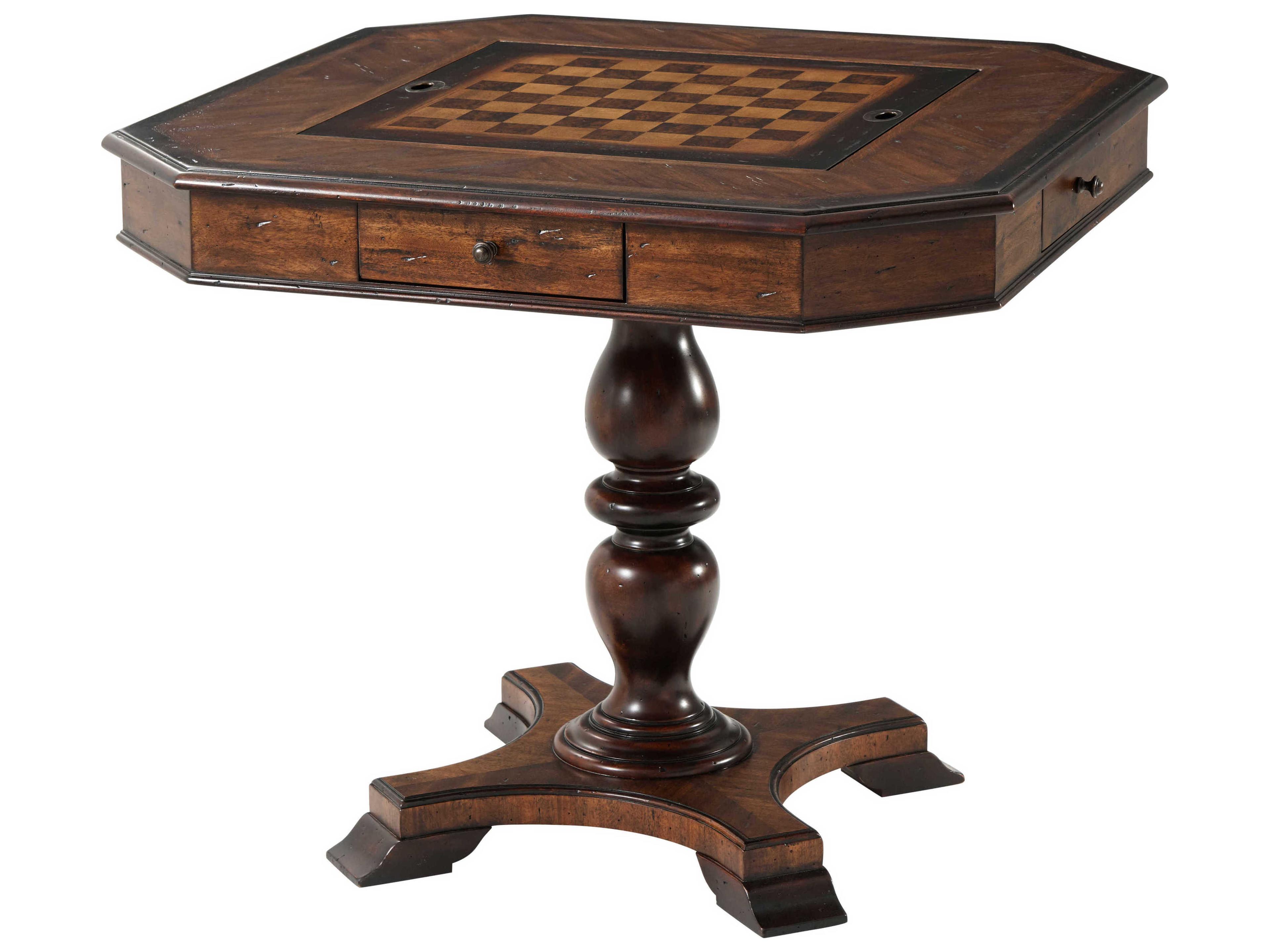 Theodore Alexander Mahogany Wood Buffalo Brown Marst Hill Game Table