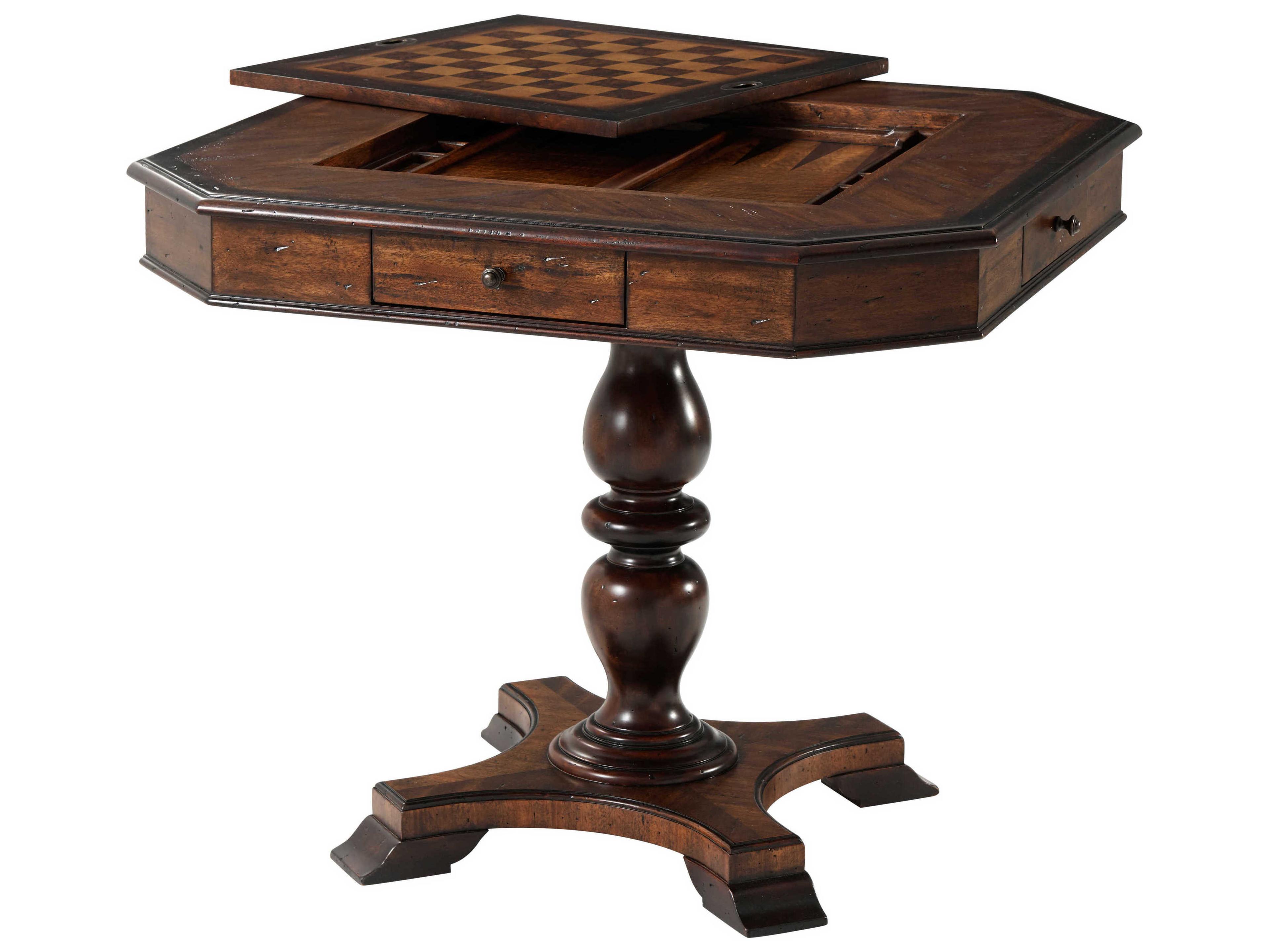 Theodore Alexander Mahogany Wood Buffalo Brown Marst Hill Game Table