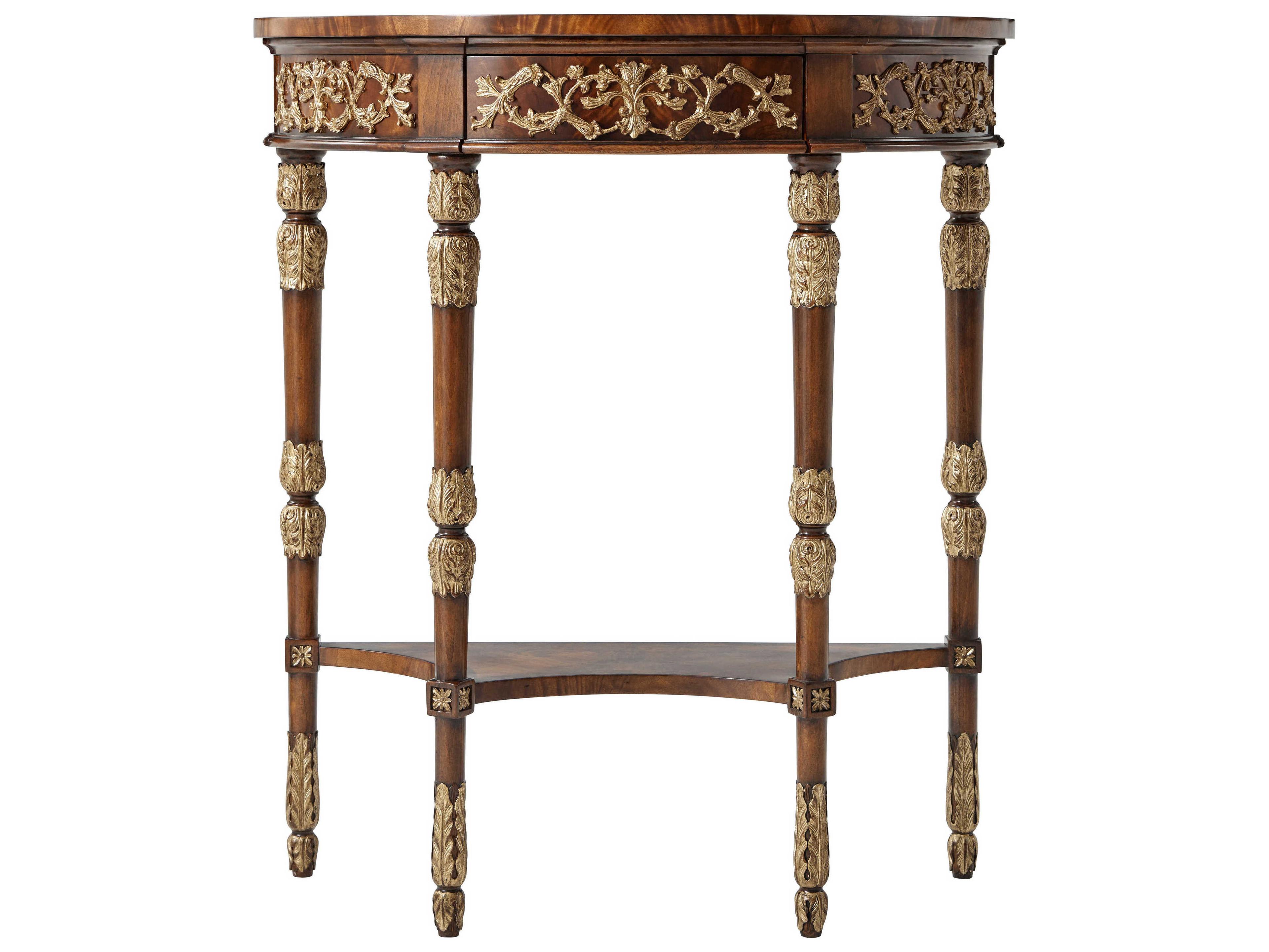 Theodore Alexander Ta Originals Wood Italian Gold Ramsey Mahogany Console Table