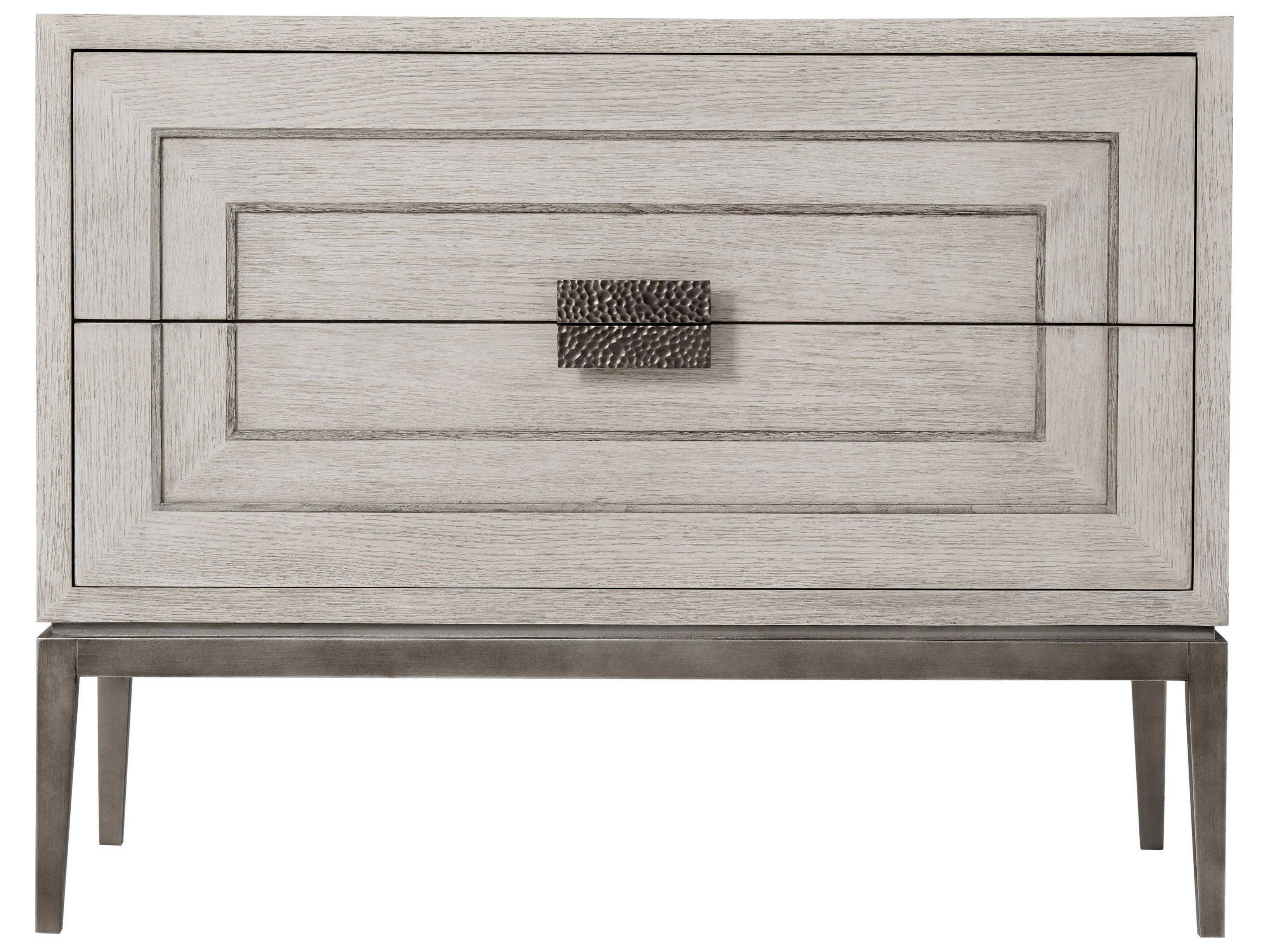 Theodore Alexander Isola 2-Drawers Gray Oak Wood Genevra Nightstand
