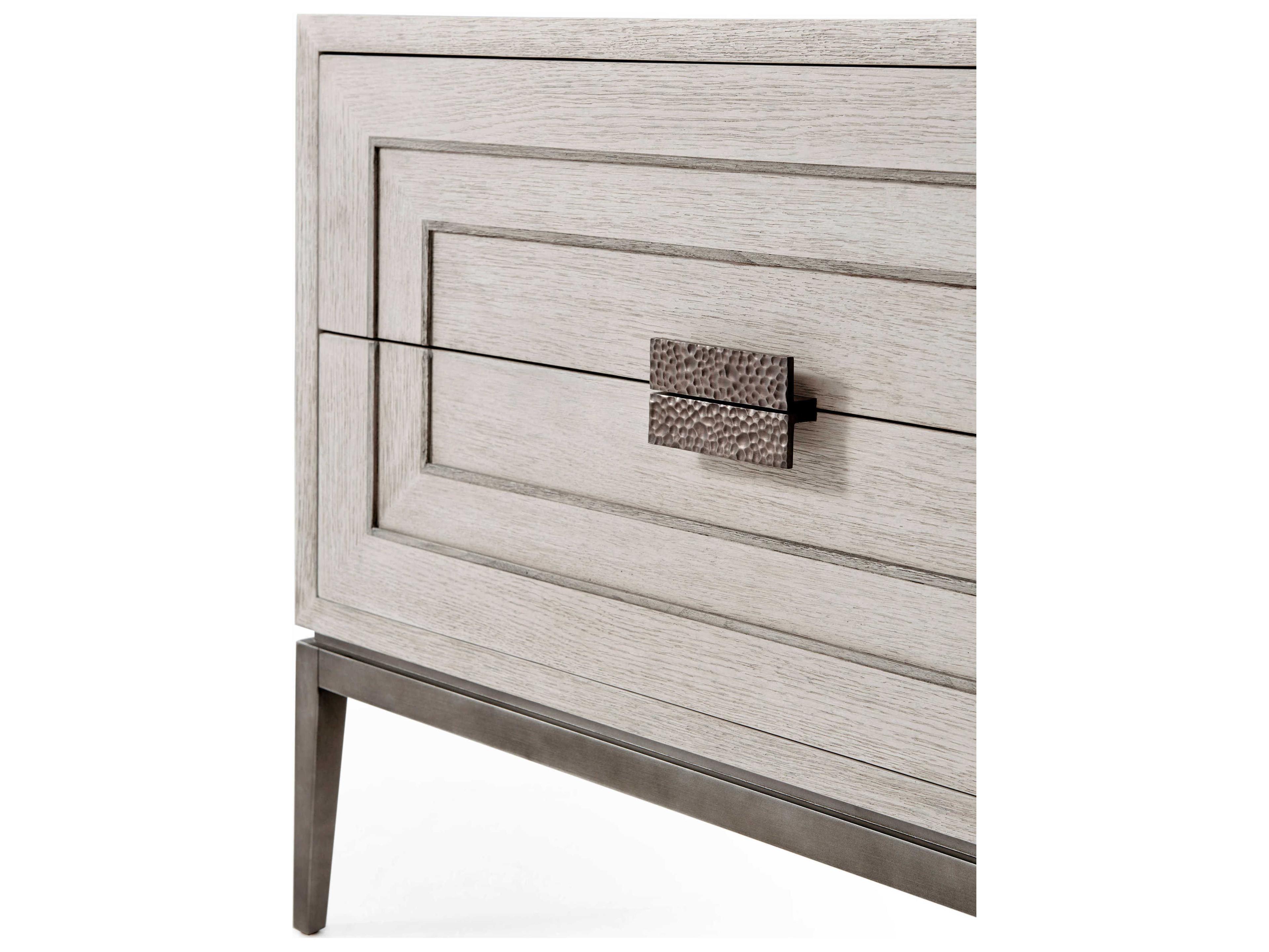 Theodore Alexander Isola 2-Drawers Gray Oak Wood Genevra Nightstand