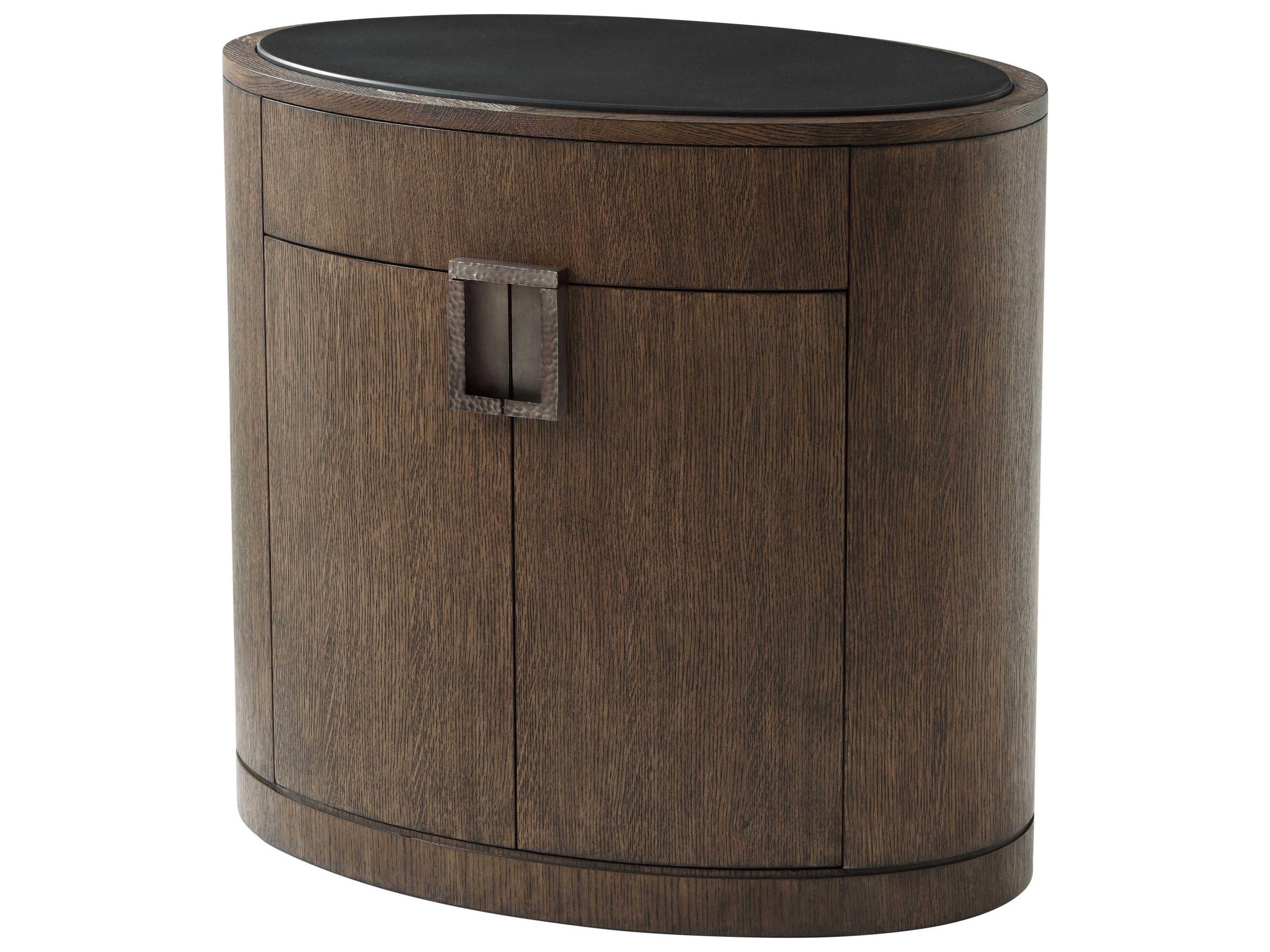 Theodore Alexander Isola 1-Drawer Brown Oak Wood Nario Nightstand